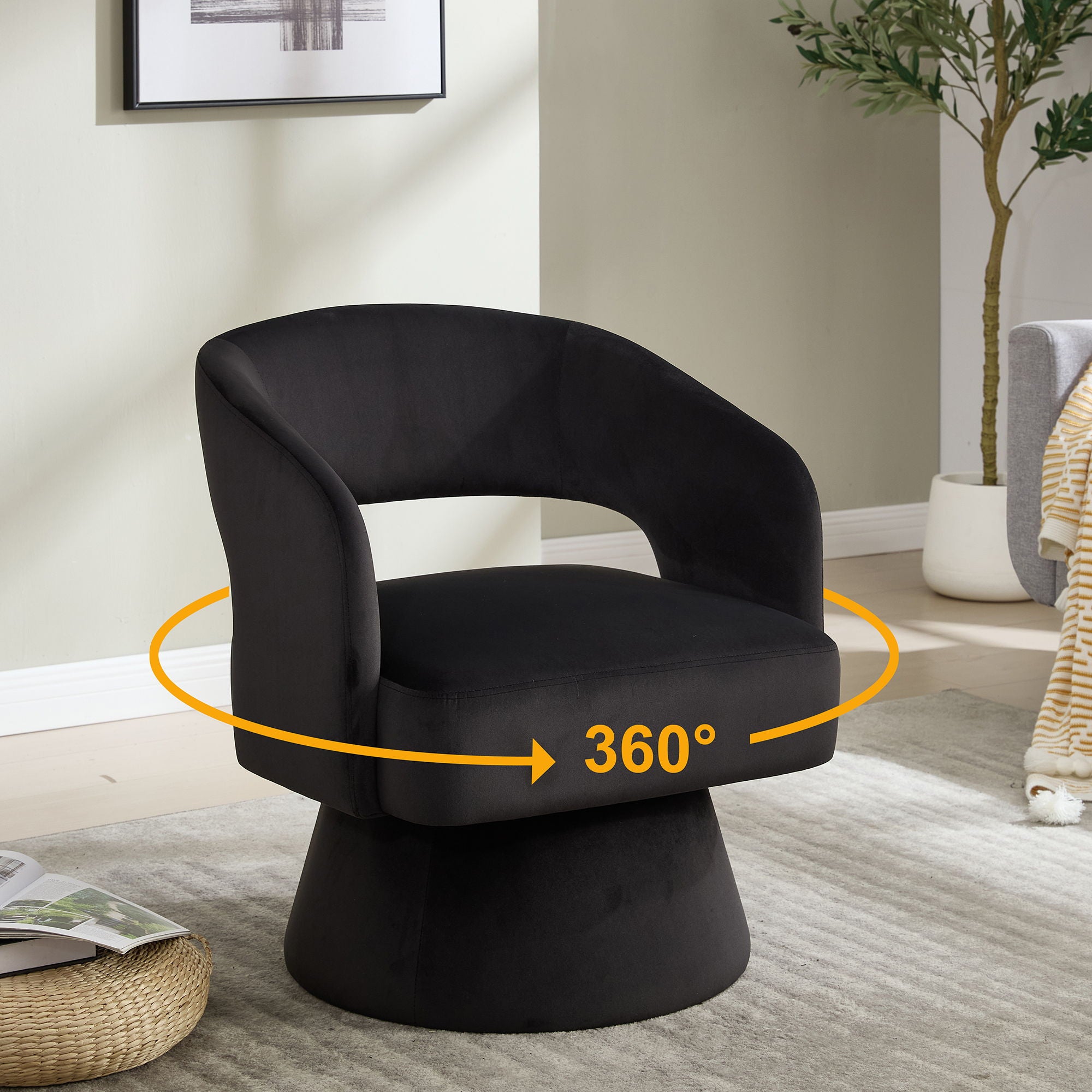 Swivel Barrel Chair With 360 Degree Rotation