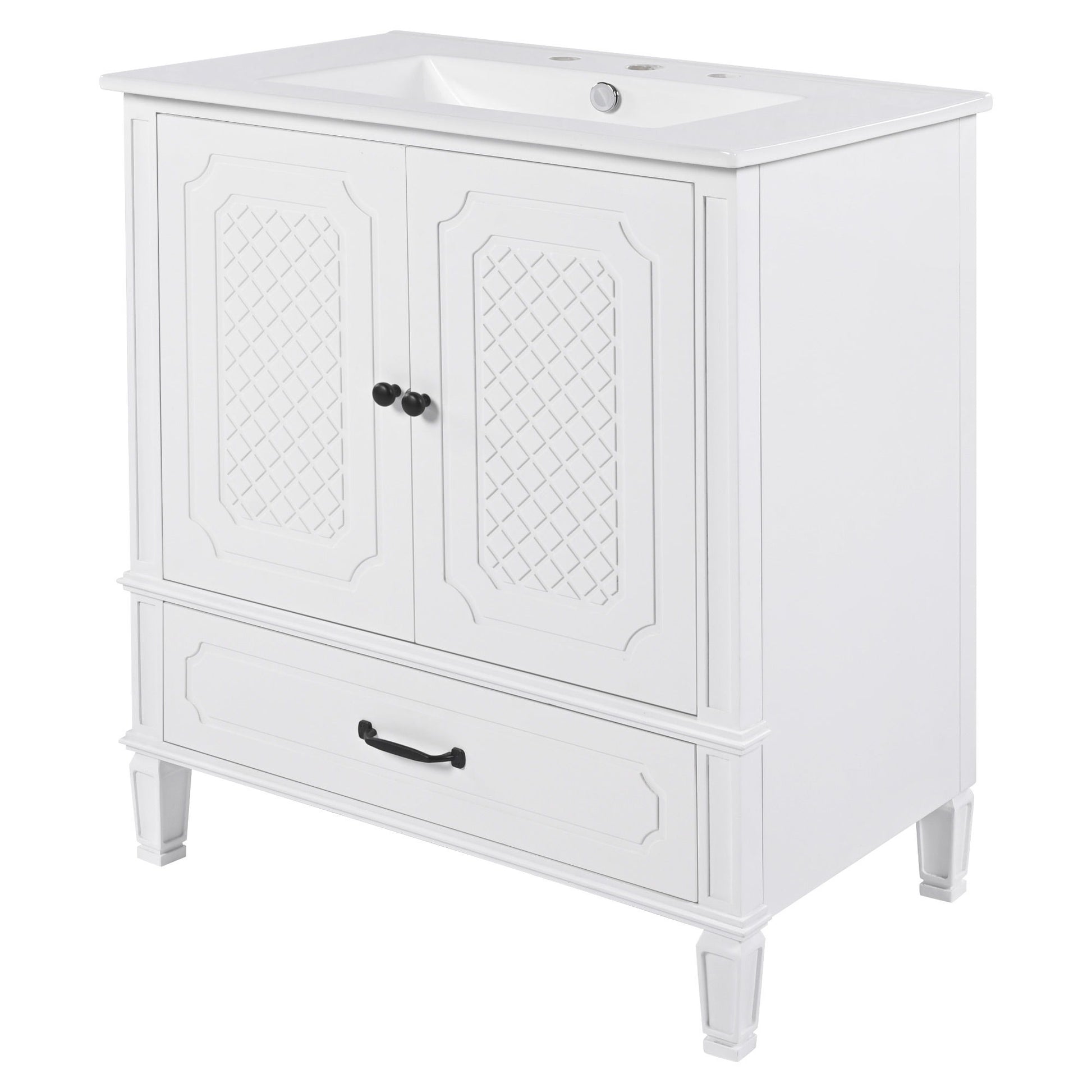 Vintage Style Bathroom Vanity With Sink, Multi Functional Storage, Soft-Closing Door - Best Buy Furniture