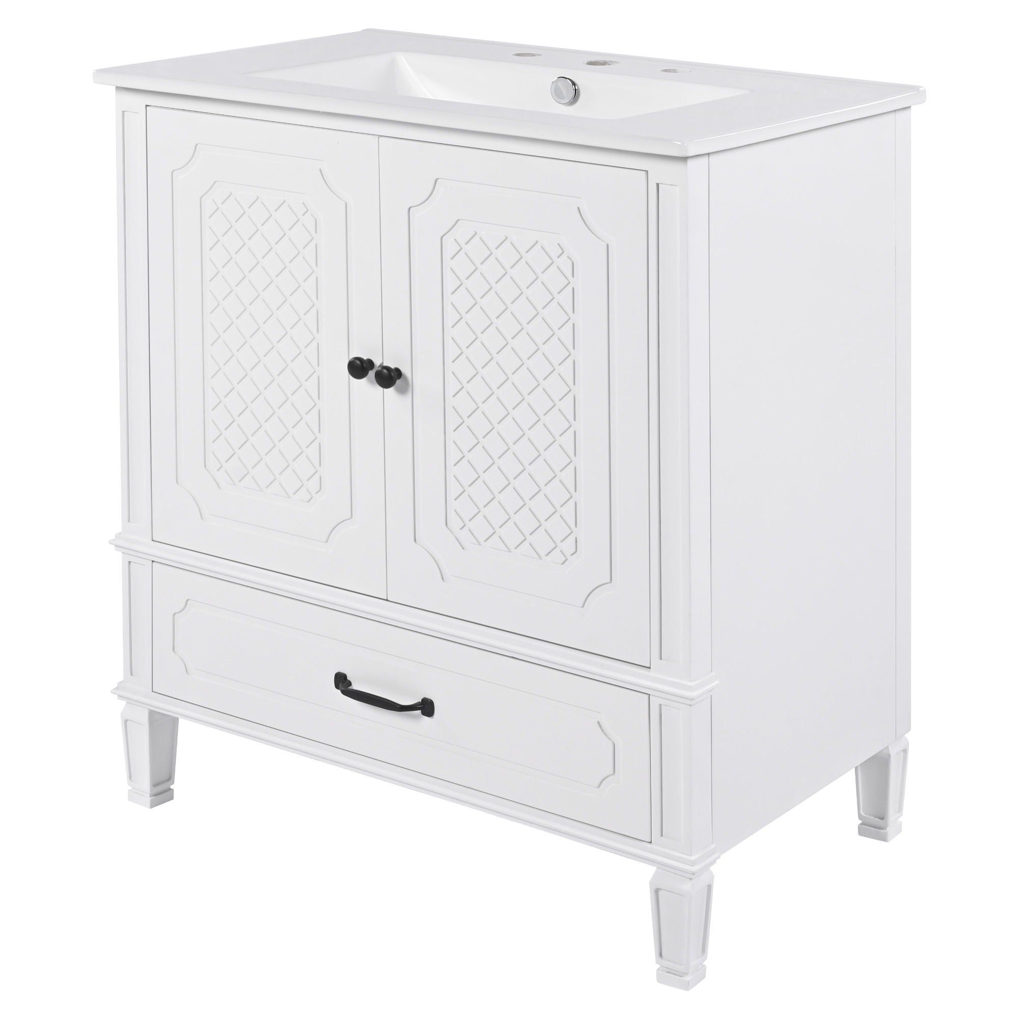 Vintage Style Bathroom Vanity With Sink, Multi Functional Storage, Soft-Closing Door - Best Buy Furniture