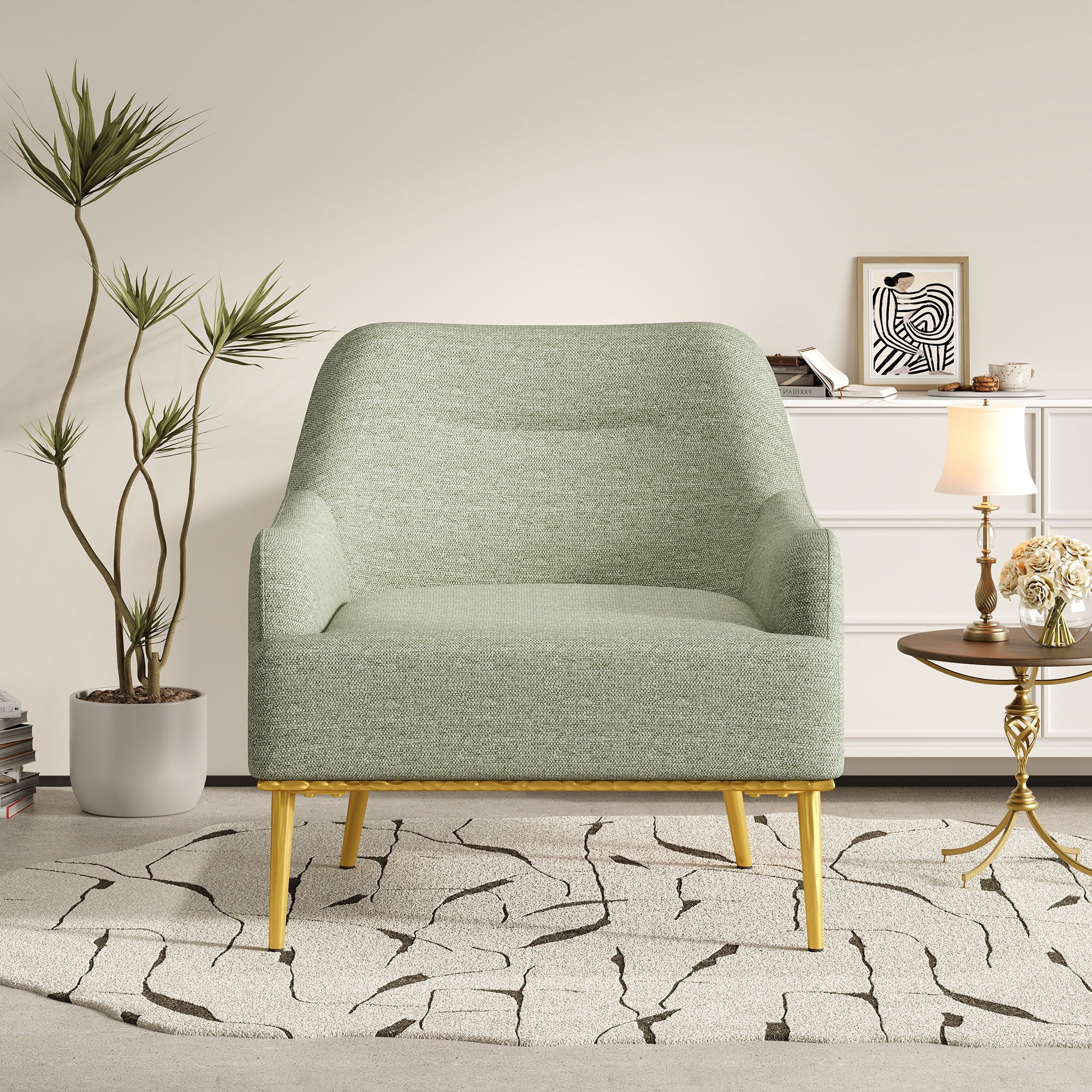 Modern Elegance Accent Chair With Curved Backrest