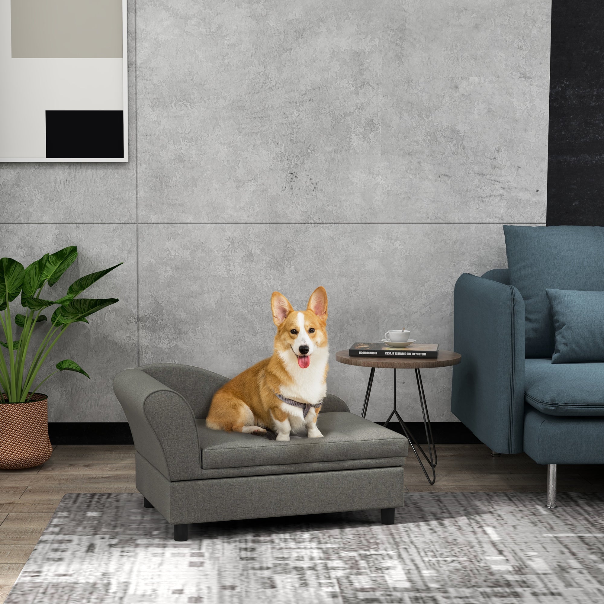 PawHut Pet Sofa Dog Couch Gray