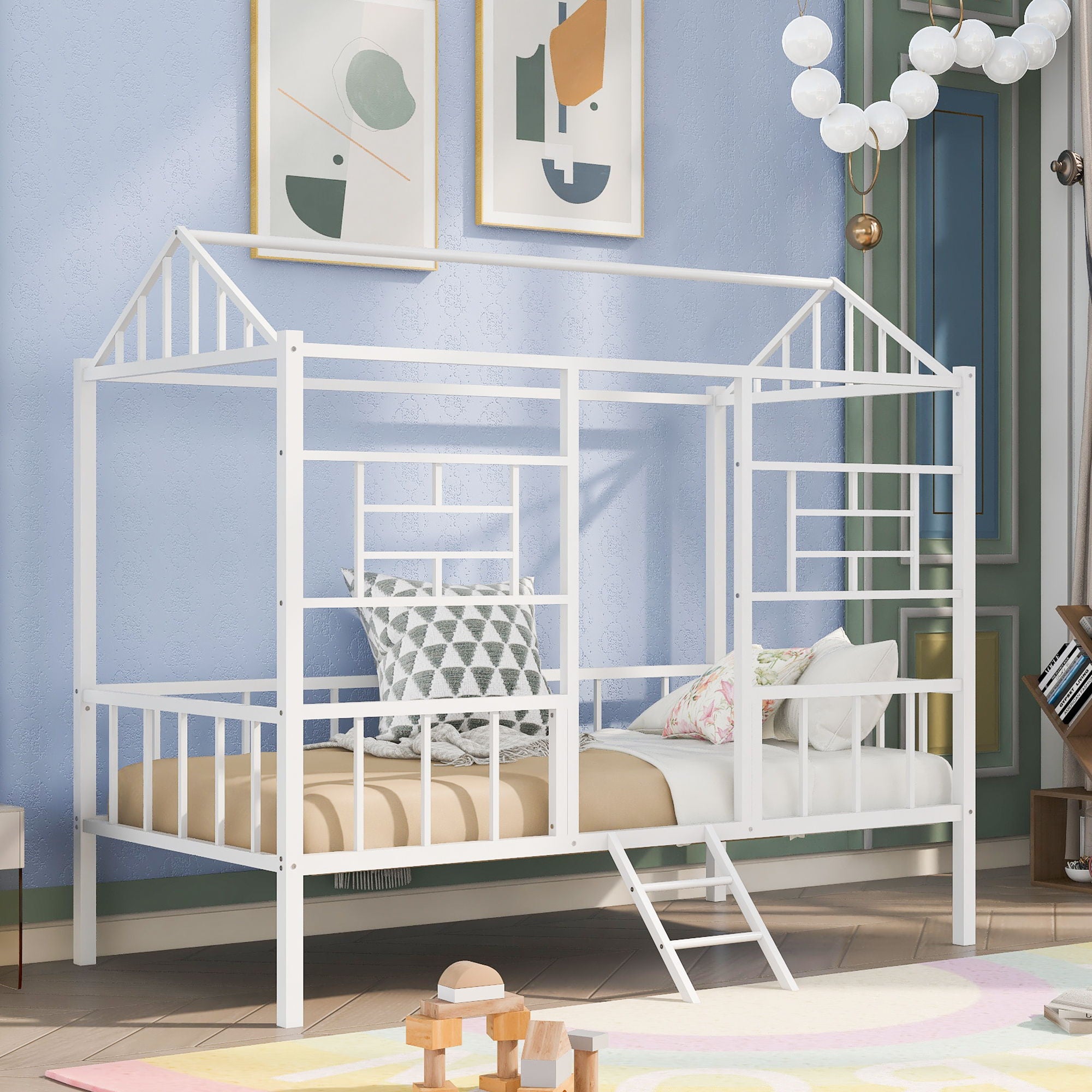 House Bed Frame With Slatted Support, No Box Spring Needed
