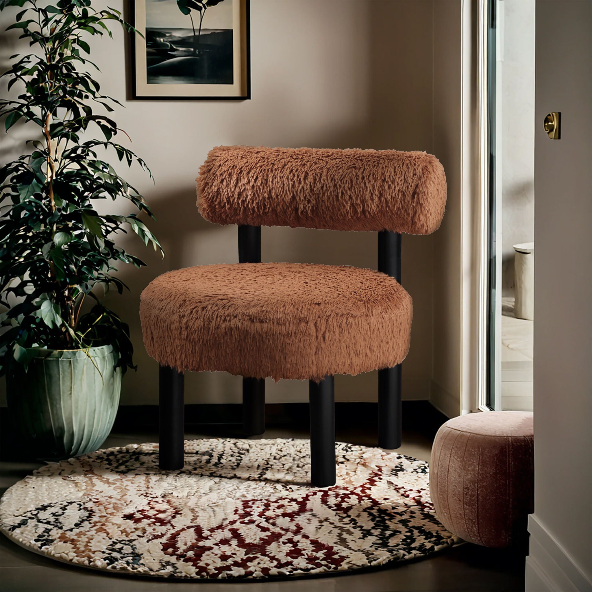 Ambre - Vegan Shearling Fabric Upholstered Accent Chair