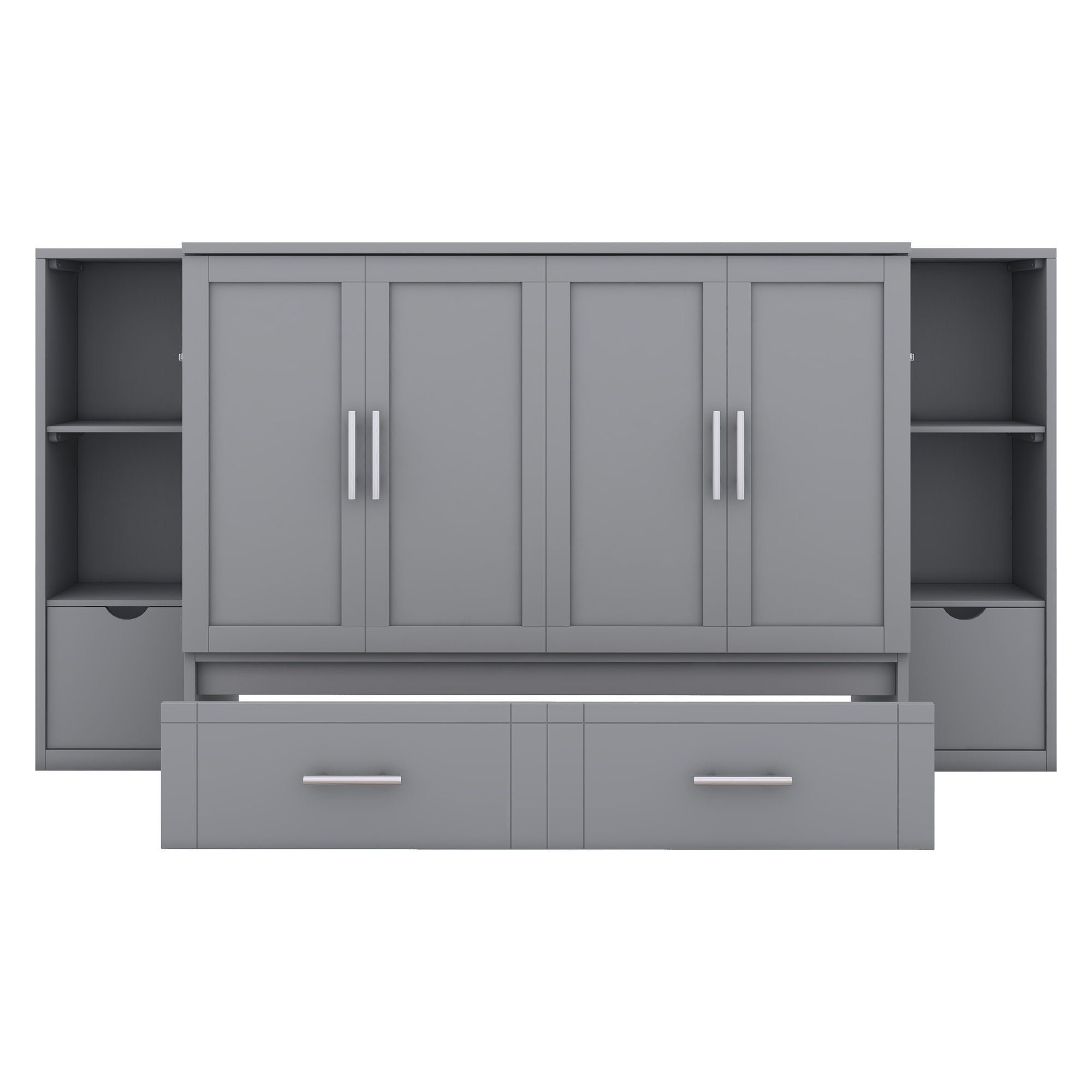 Murphy Bed With Shelves, Drawers And USB Ports