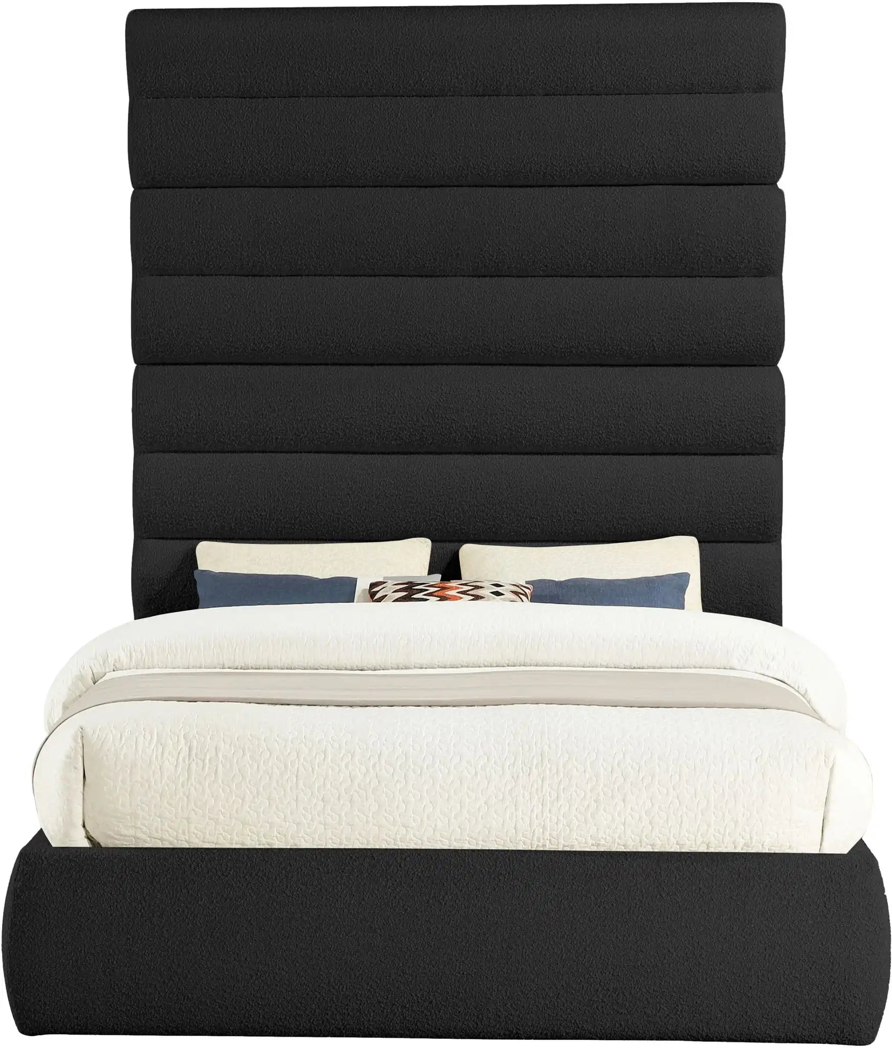 Adam - Boucle Fabric Bed With 89" Headboard