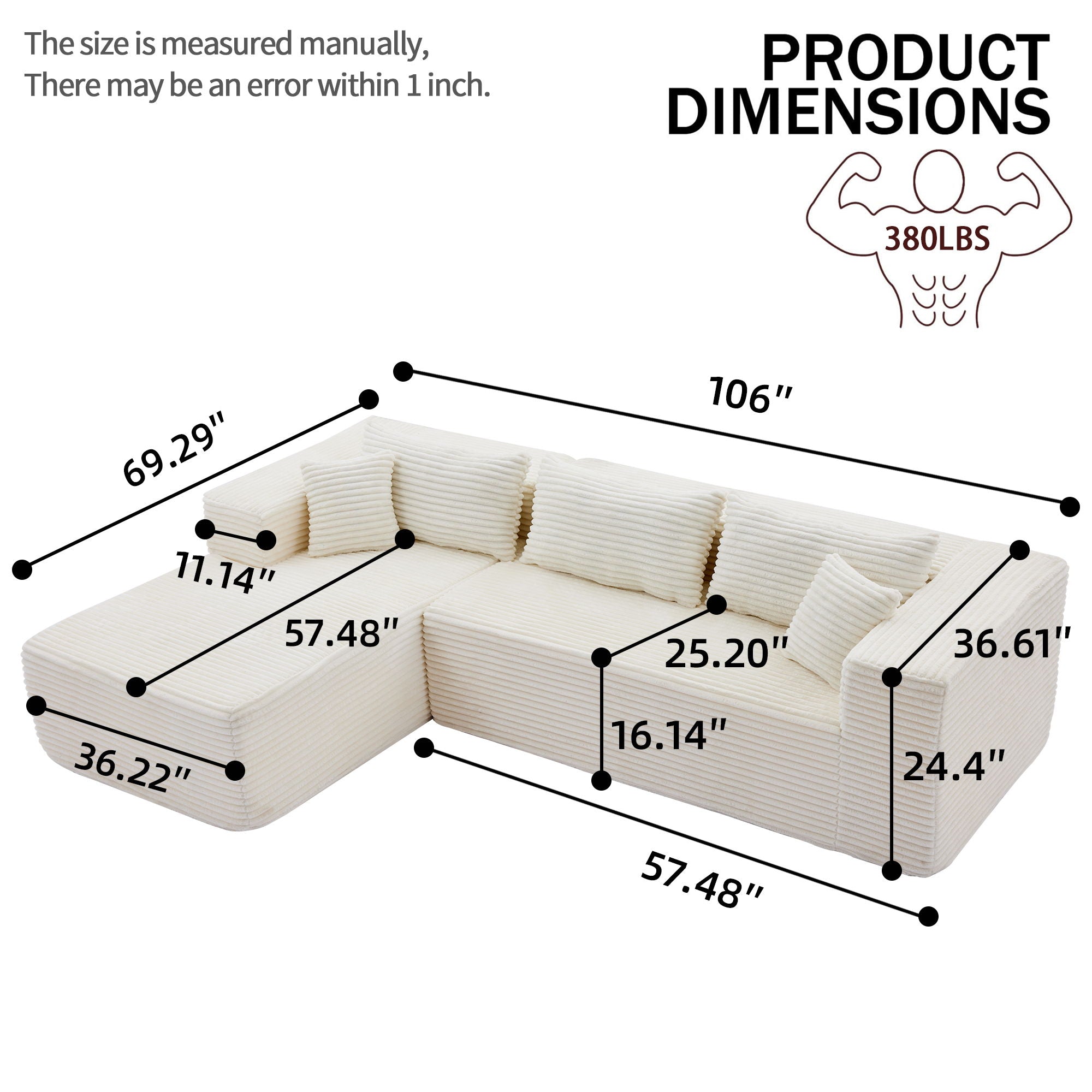 Modular Sofa With Golden Square Legs