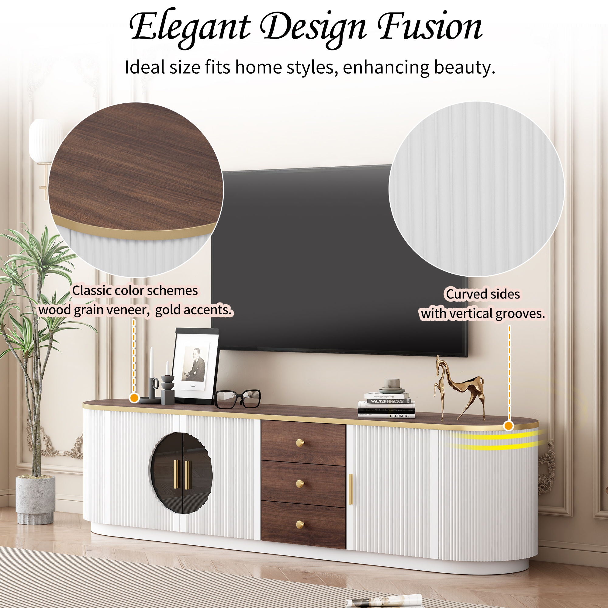 Modern Minimalist TV Stand For TVs Up To 80" With 3 Drawers And 1 Shelf
