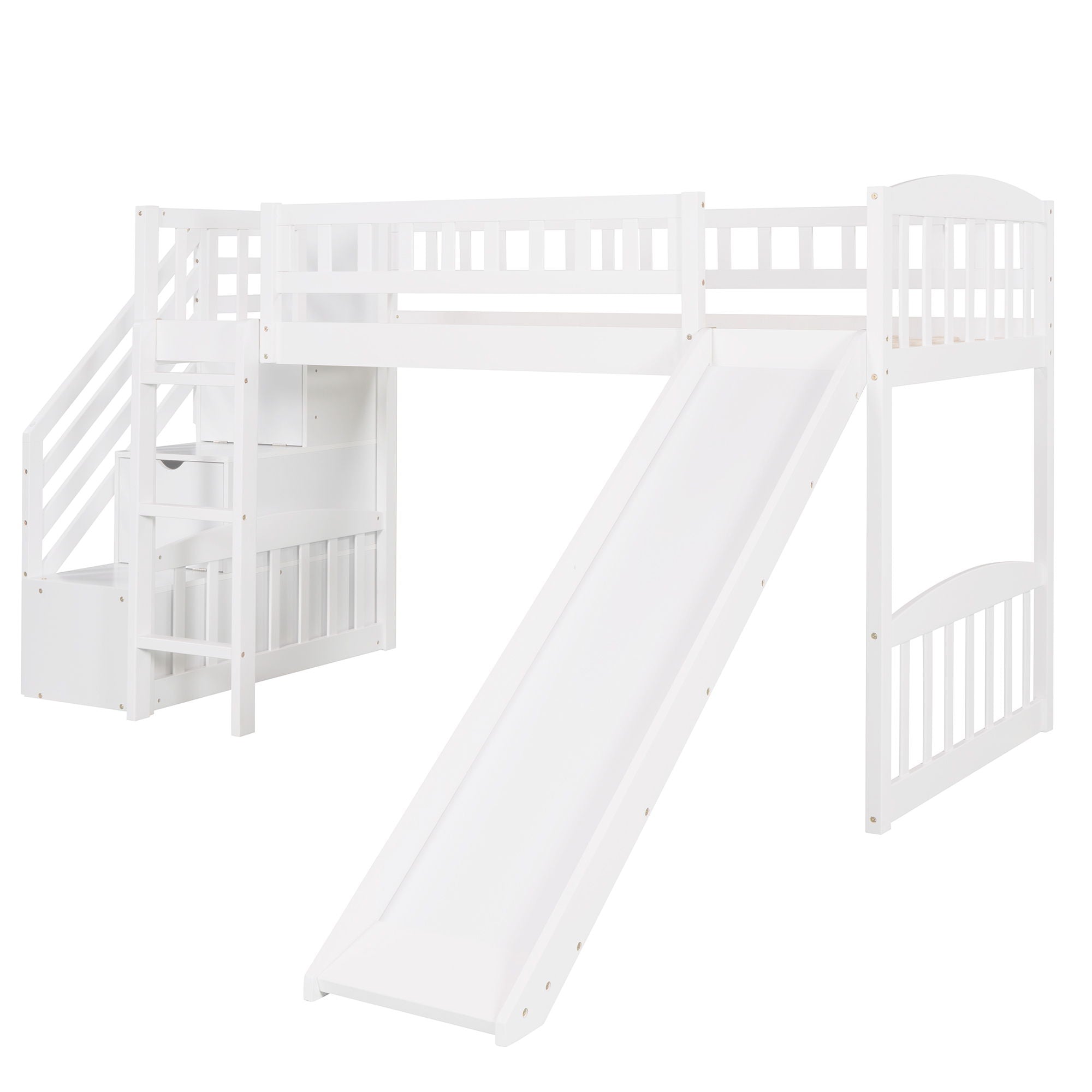 Loft Stairway Bed With 2 Drawers And Slide