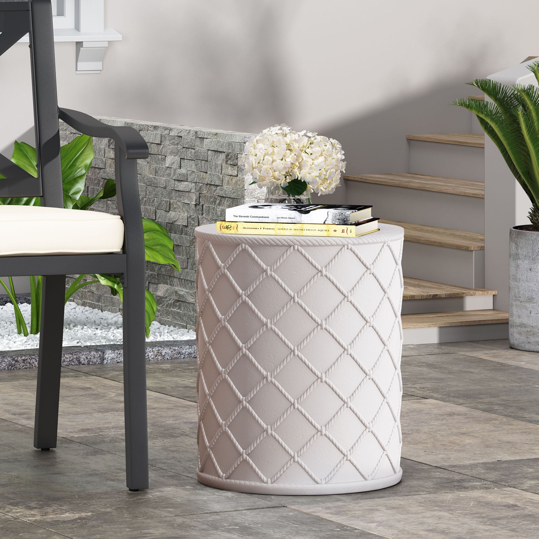 End Table, Outdoor - Antique White
