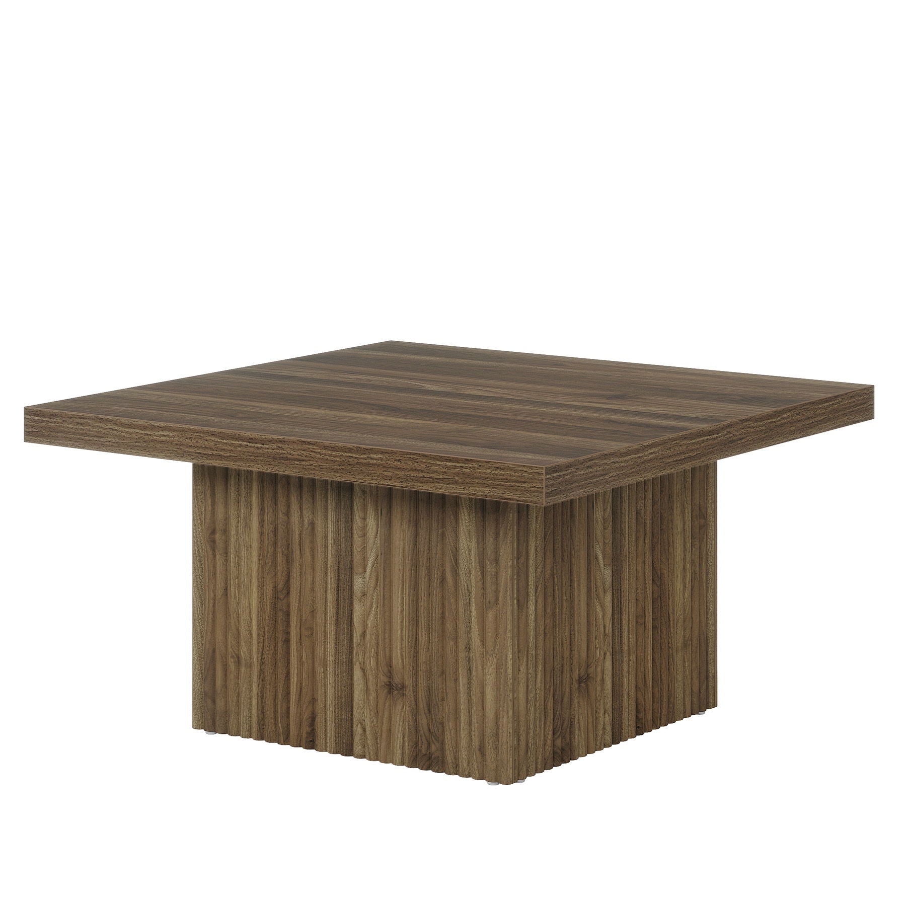 Square Coffee Table With Half Round Base - Brown