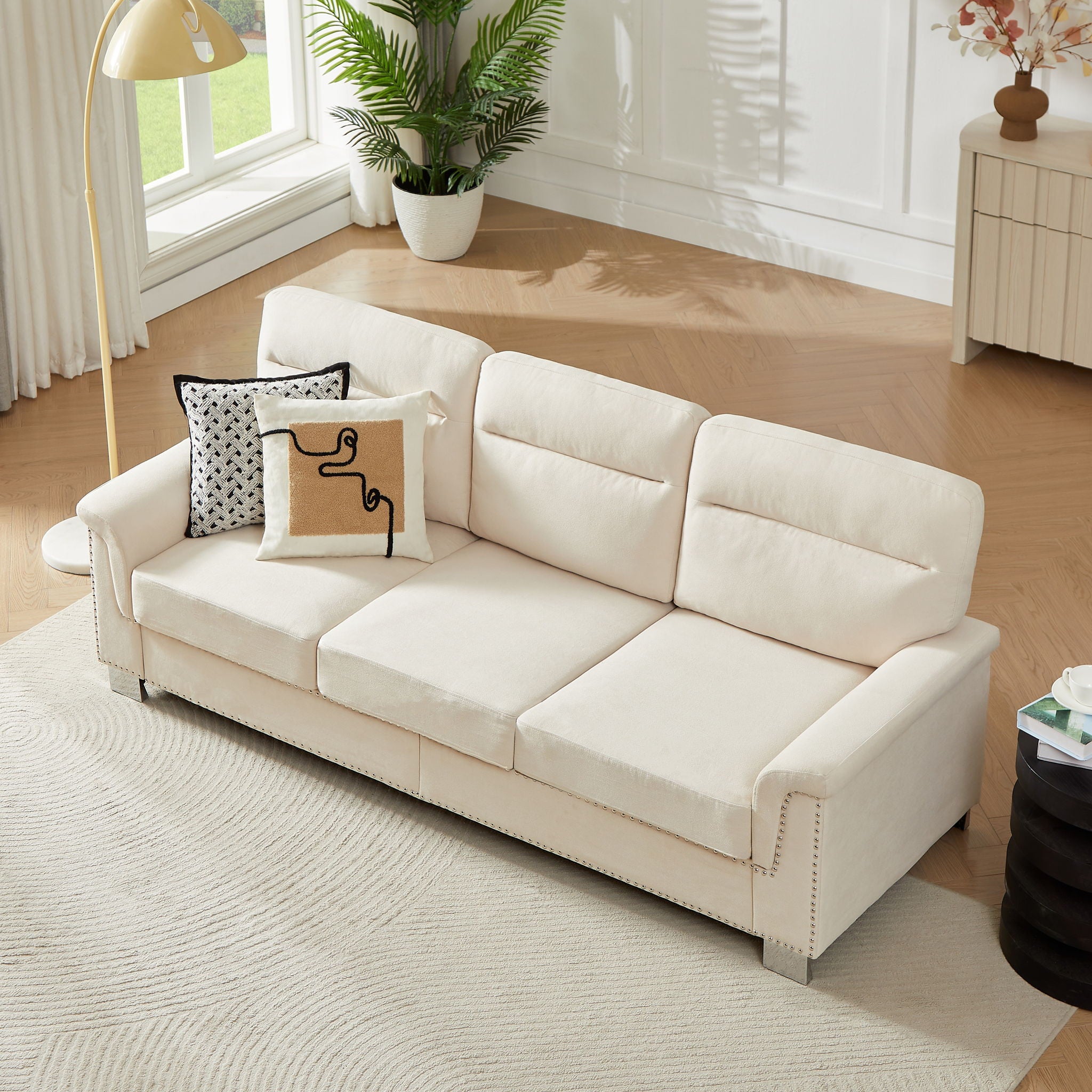 3 Seater Elegant Stationary Sofa