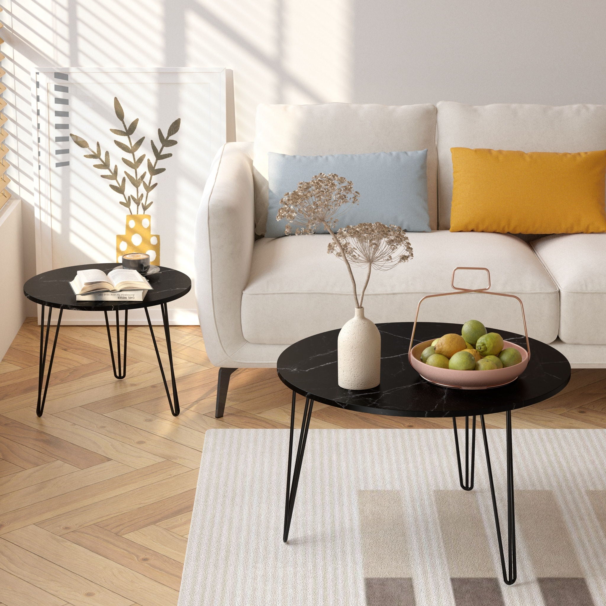 Round Nesting Coffee Table For Living Room (Set of 2)