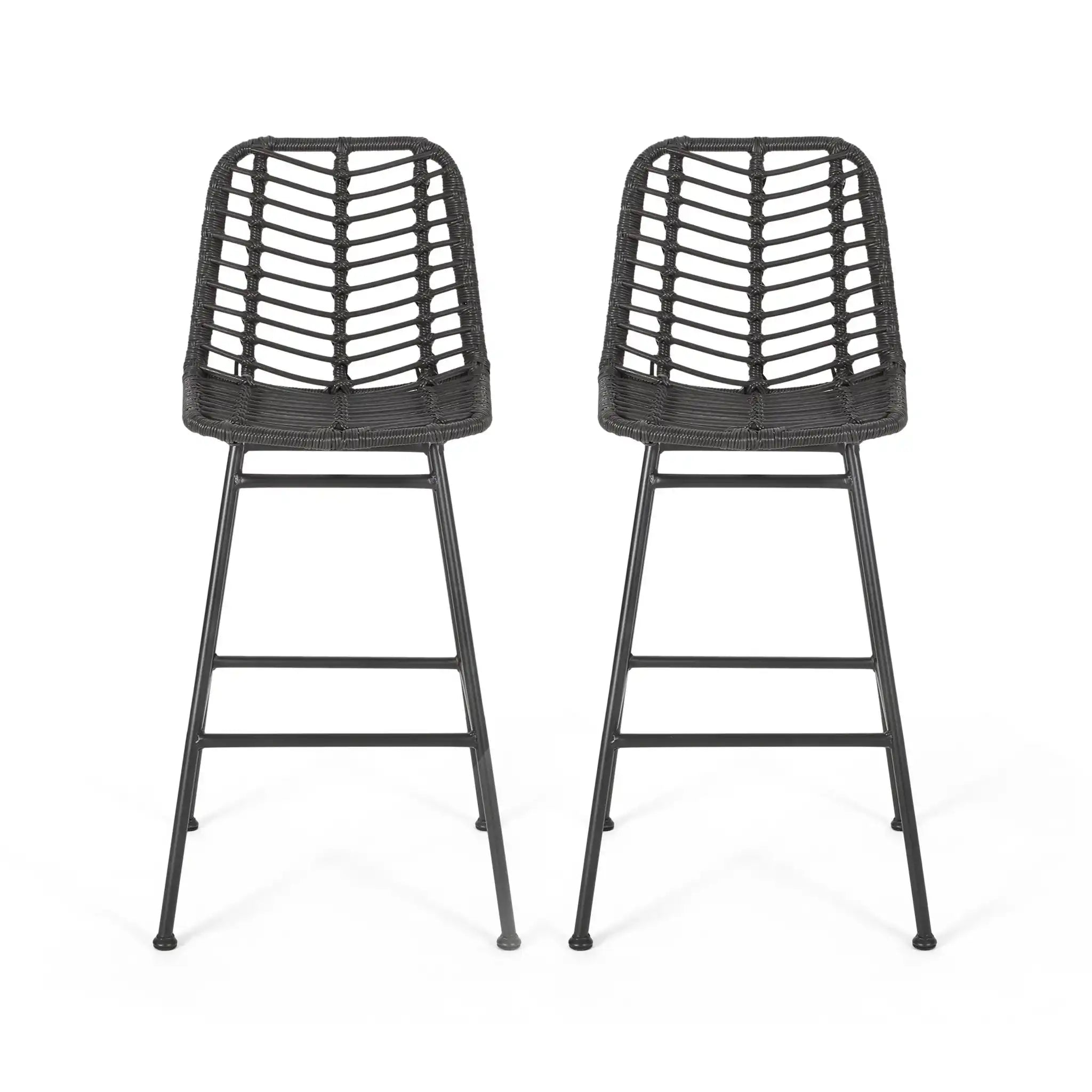 Sawtelle - Outdoor Wicker Barstools (Set of 2)