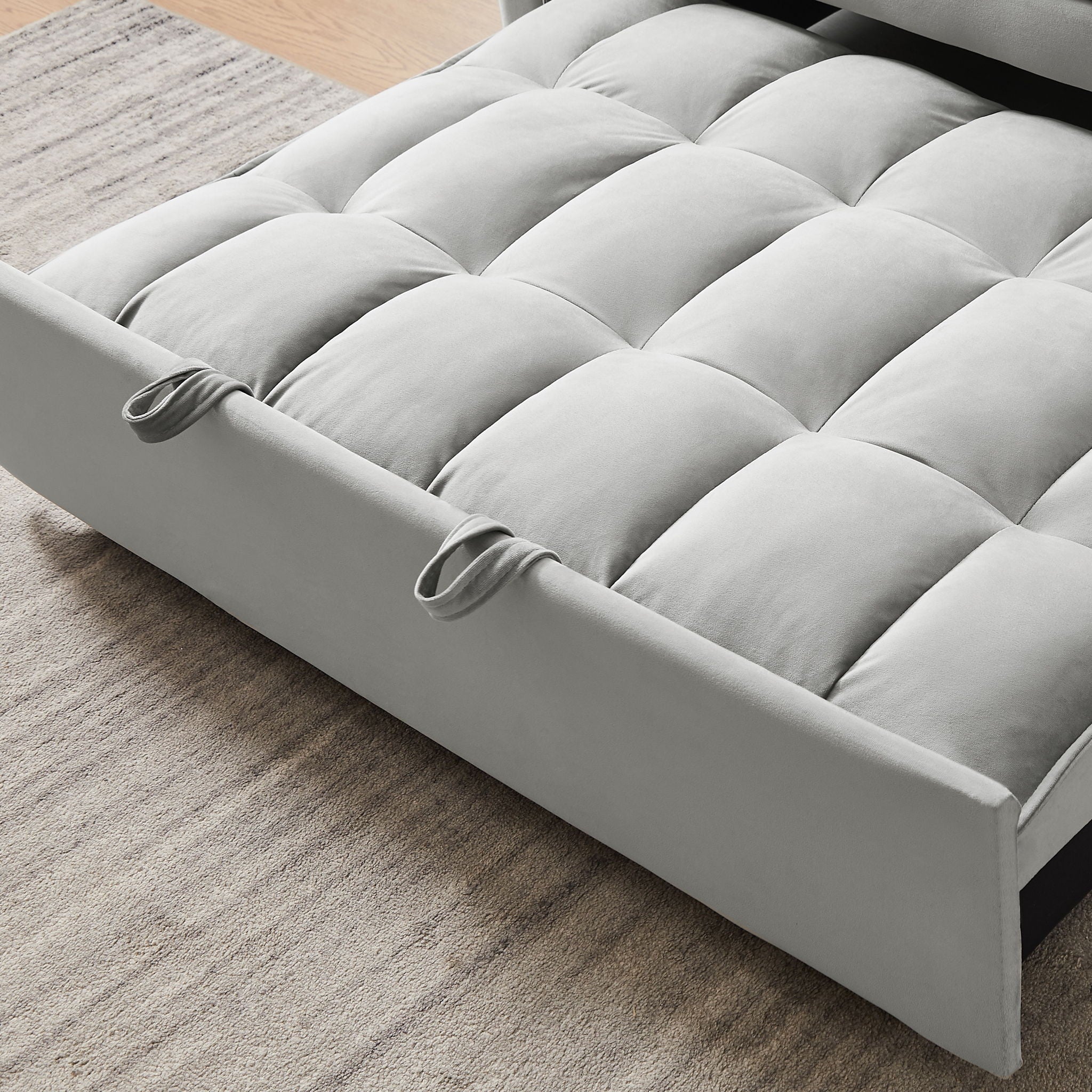 Modern Velvet Convertible Loveseat Futon Sofa With Pullout Bed, Reclining Backrest