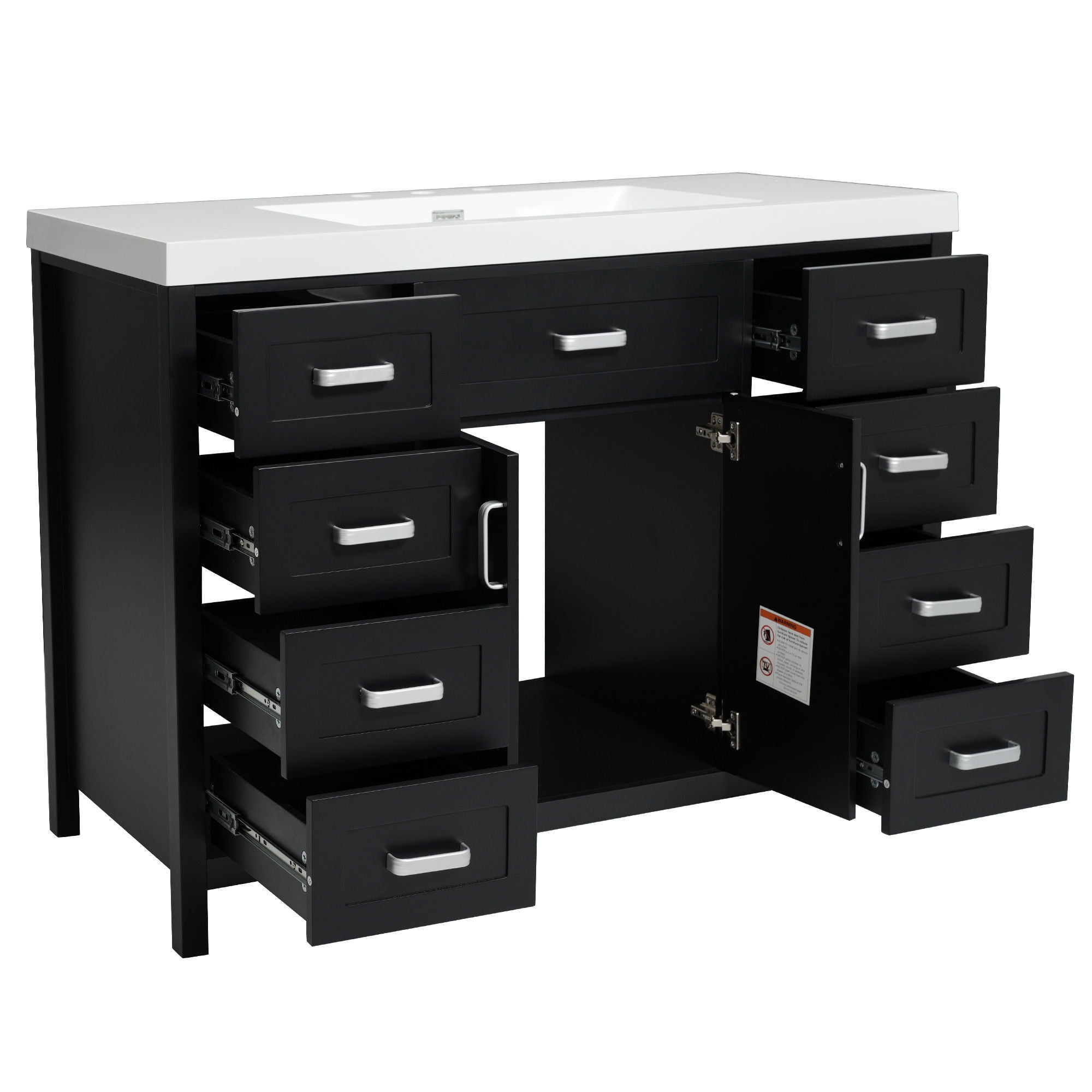 Bathroom Vanity With Sink, 2 Doors 8 Drawers, Soft Close System, Classic Design