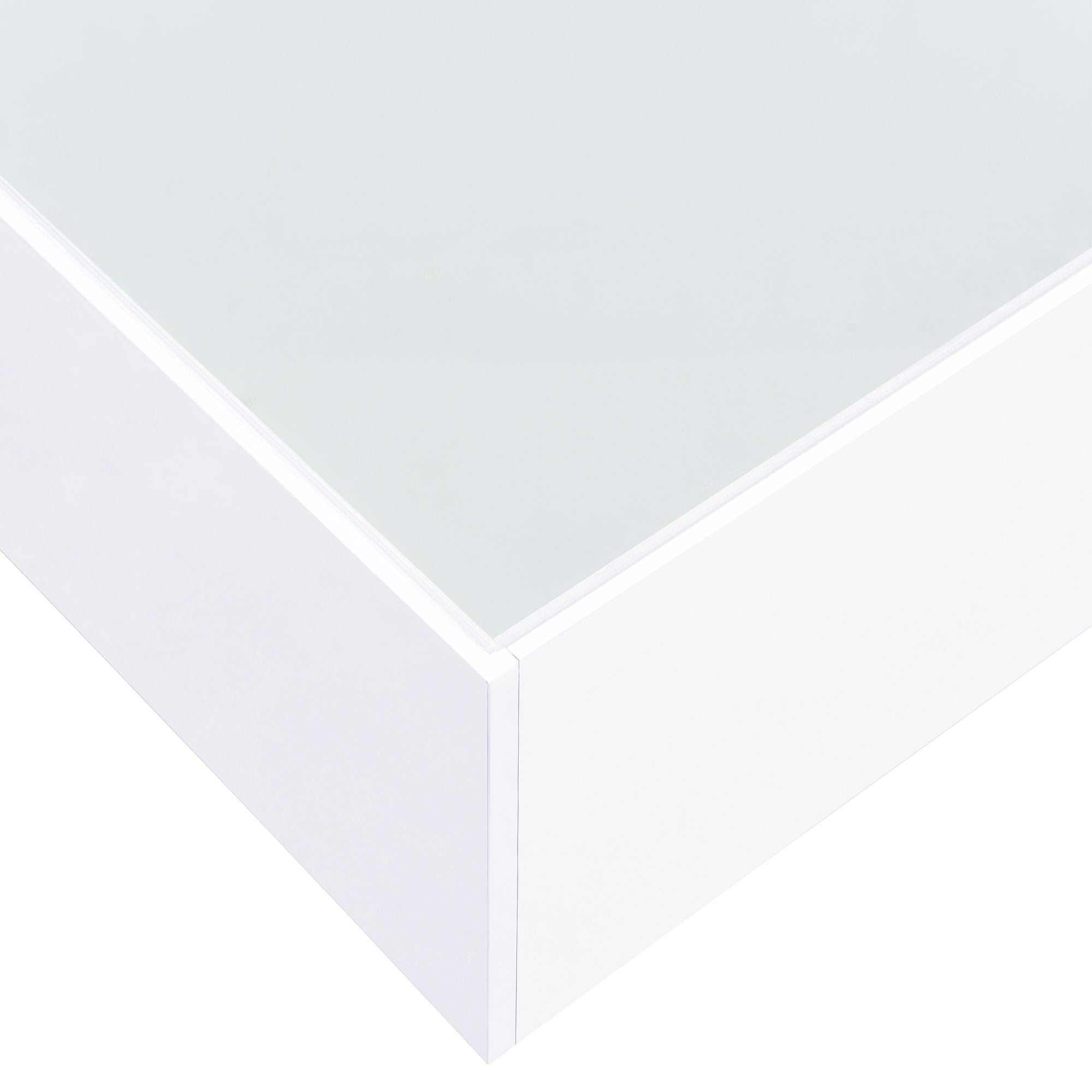 Square High Glossy Coffee Table With 16 Color Led Strip Lights, Modern Center Table With 5Mm Frosted Tempered Glass Top For Living Room - Best Buy Furniture