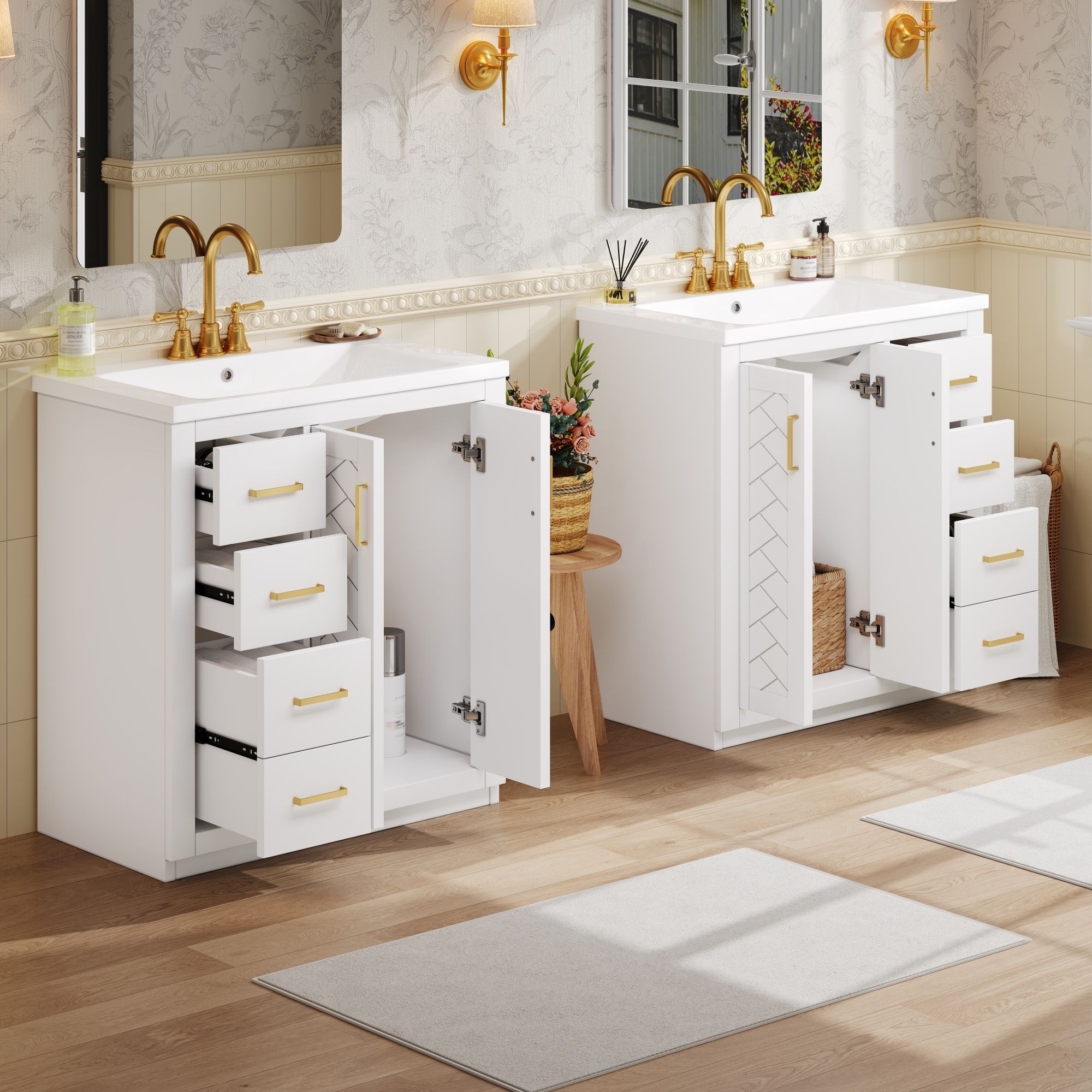 Bathroom Vanity Set With Sink, Storage Cabinet With Drawers & Soft Closing Doors