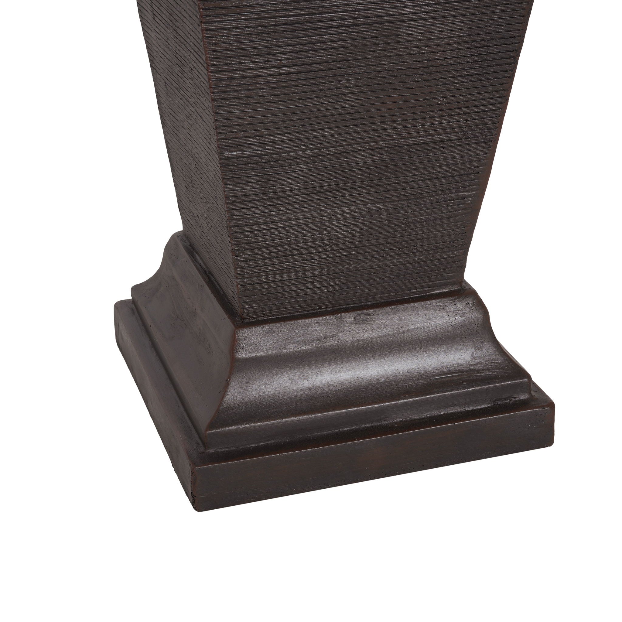 35.5" Tall Column Fountain With LED Lights, Retro Outdoor Decor, Weather Resistant Feature - Dark Brown