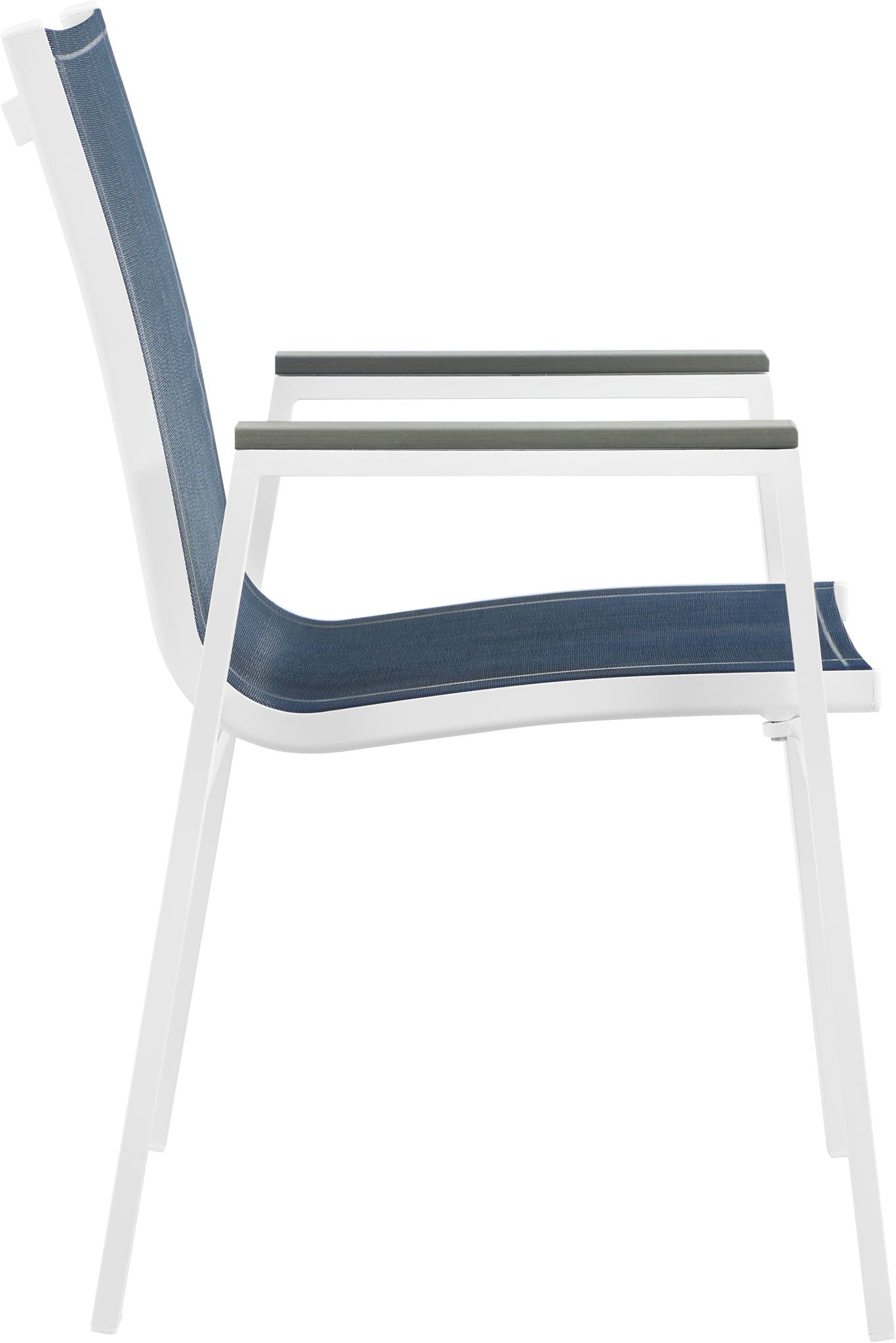 Nizuc - Outdoor Patio Dining Arm Chair With White Frame And Gray Arms (Set of 2)