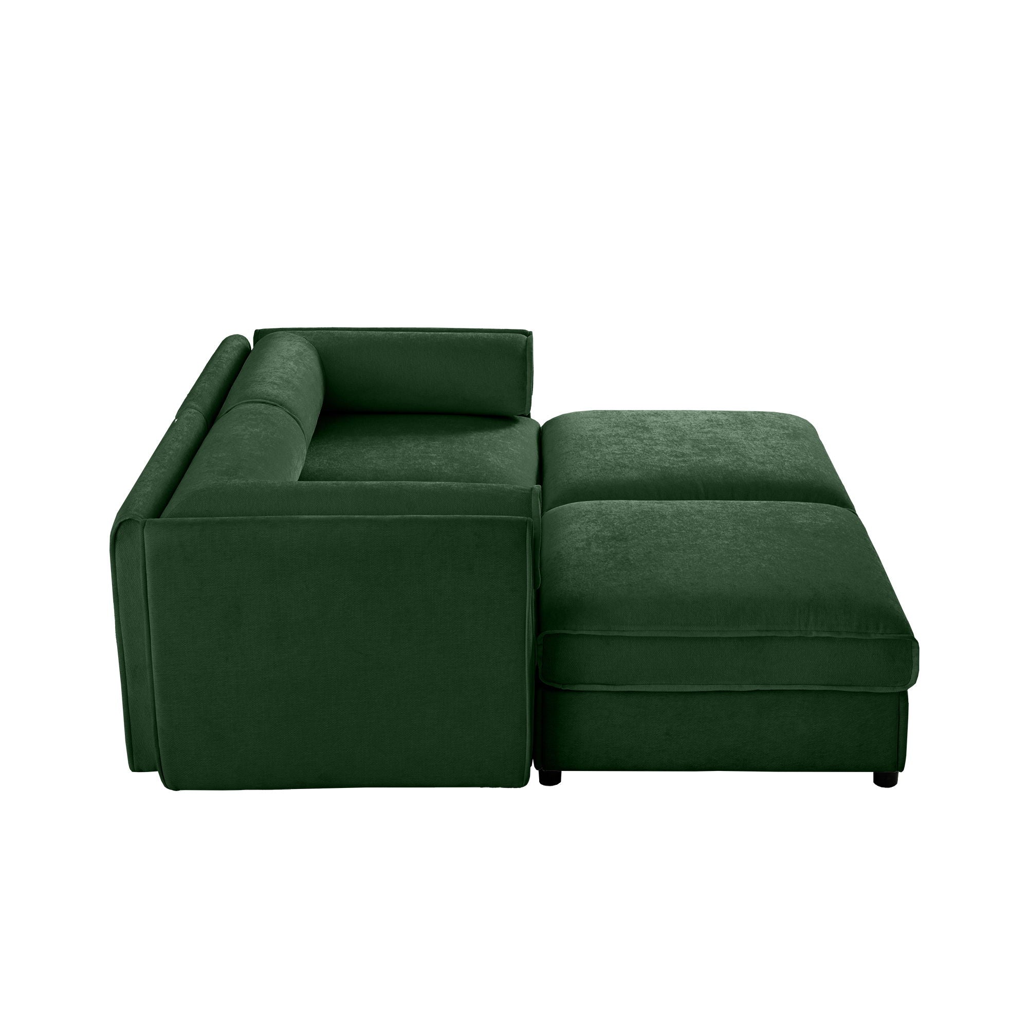 Contemporary Elegant White Chenille Sofa With Storage And Ottoman