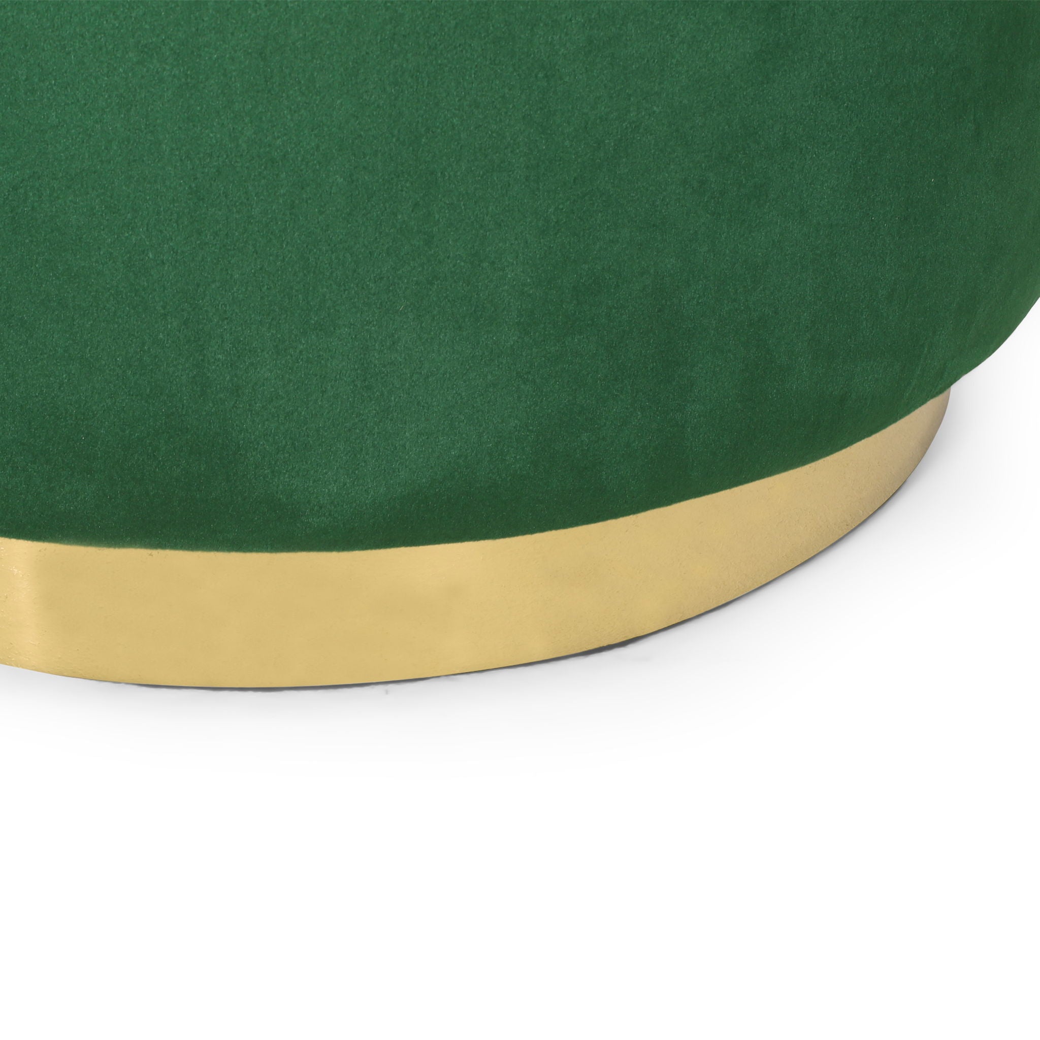 Round Velvet Ottoman, Upholstered Foot Stool For Living Room, Entryway - Emerald
