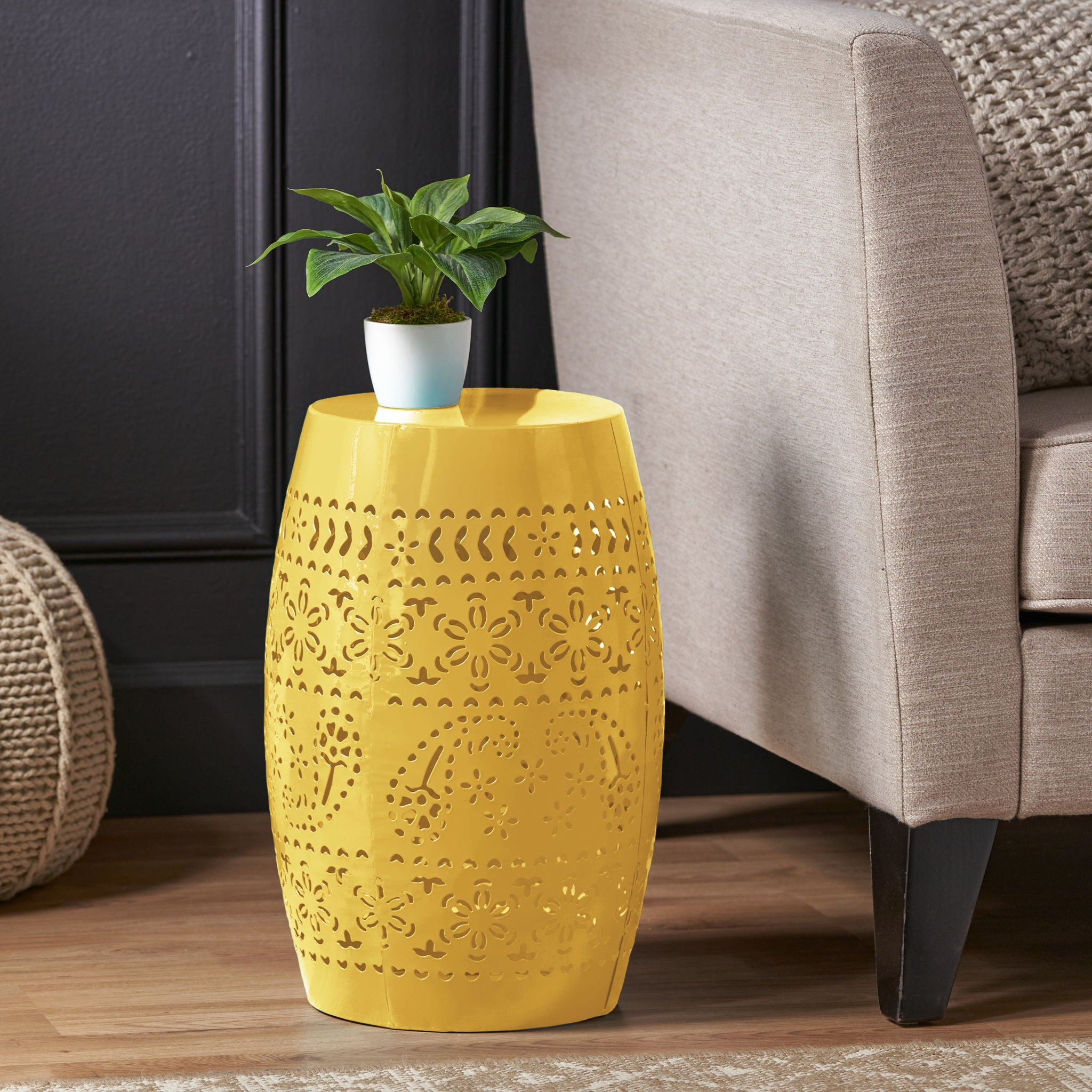 12" Outdoor Lace Cut Side Table