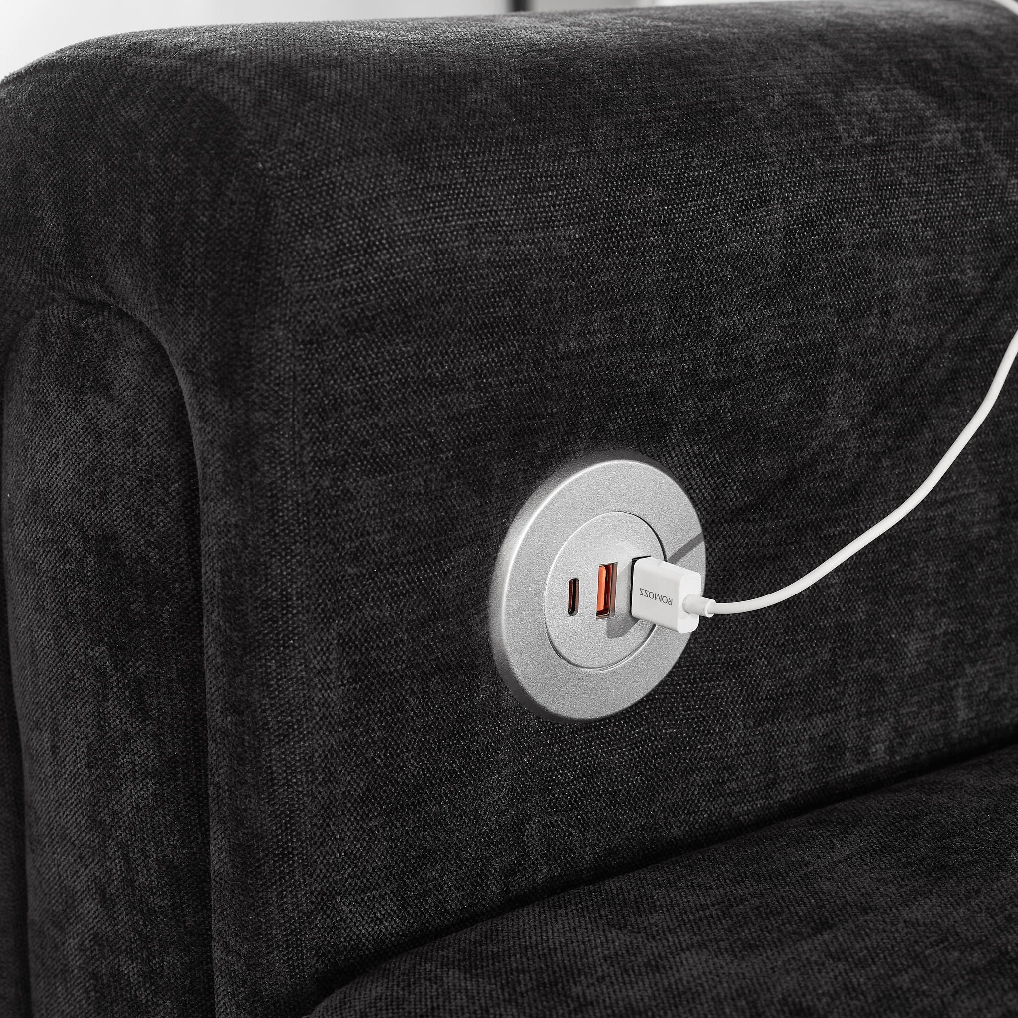 Modular Sectional Sofa With Movable Ottomans, USB Ports & Side Tables