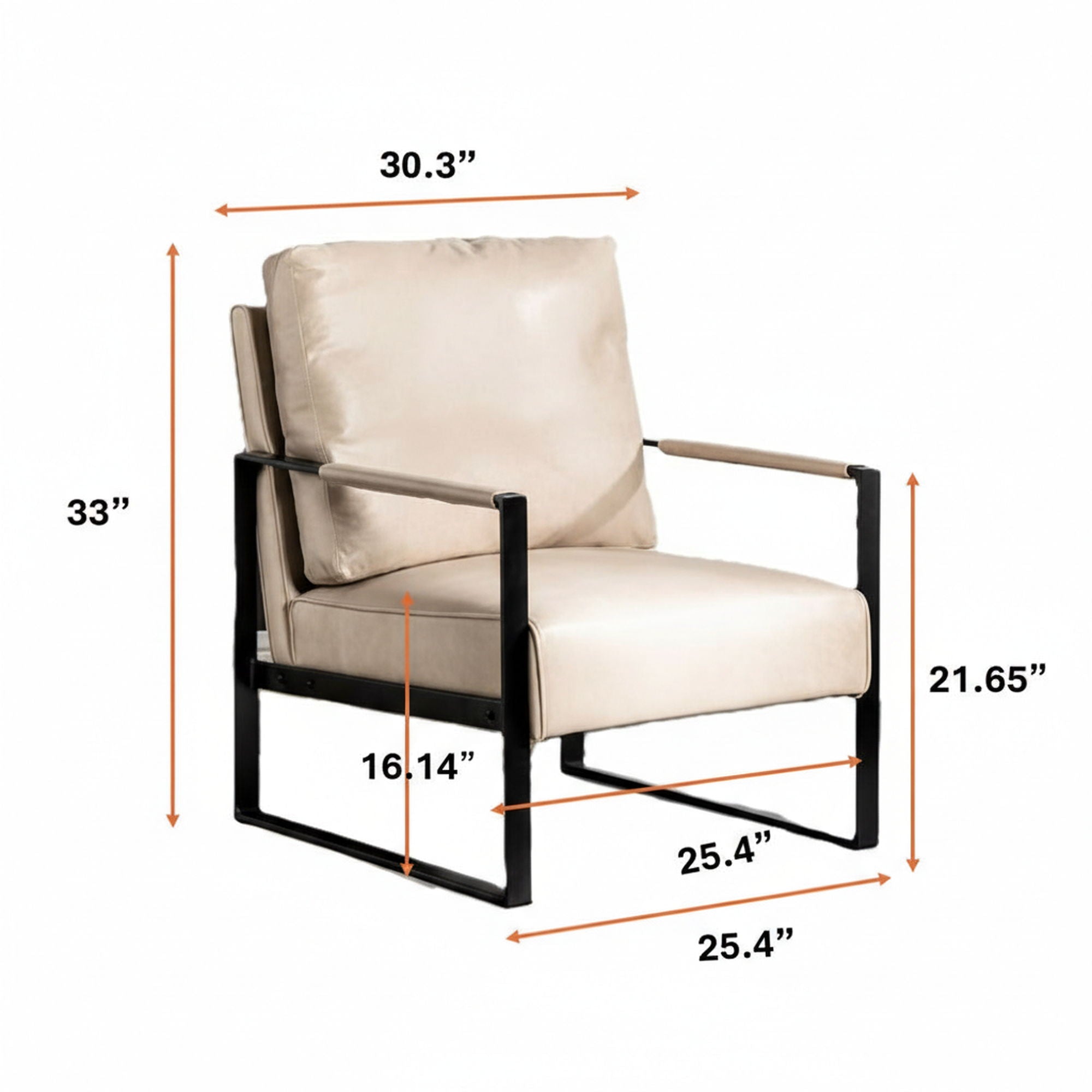 Accent Chair With Durable Square Frame, Armchair For Living Room - Brown