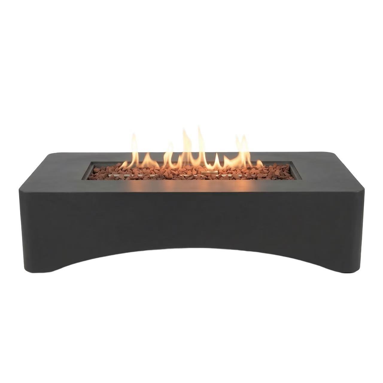56" Propane Fire Pit Table, Rectangular Outdoor Gas Fire Pit