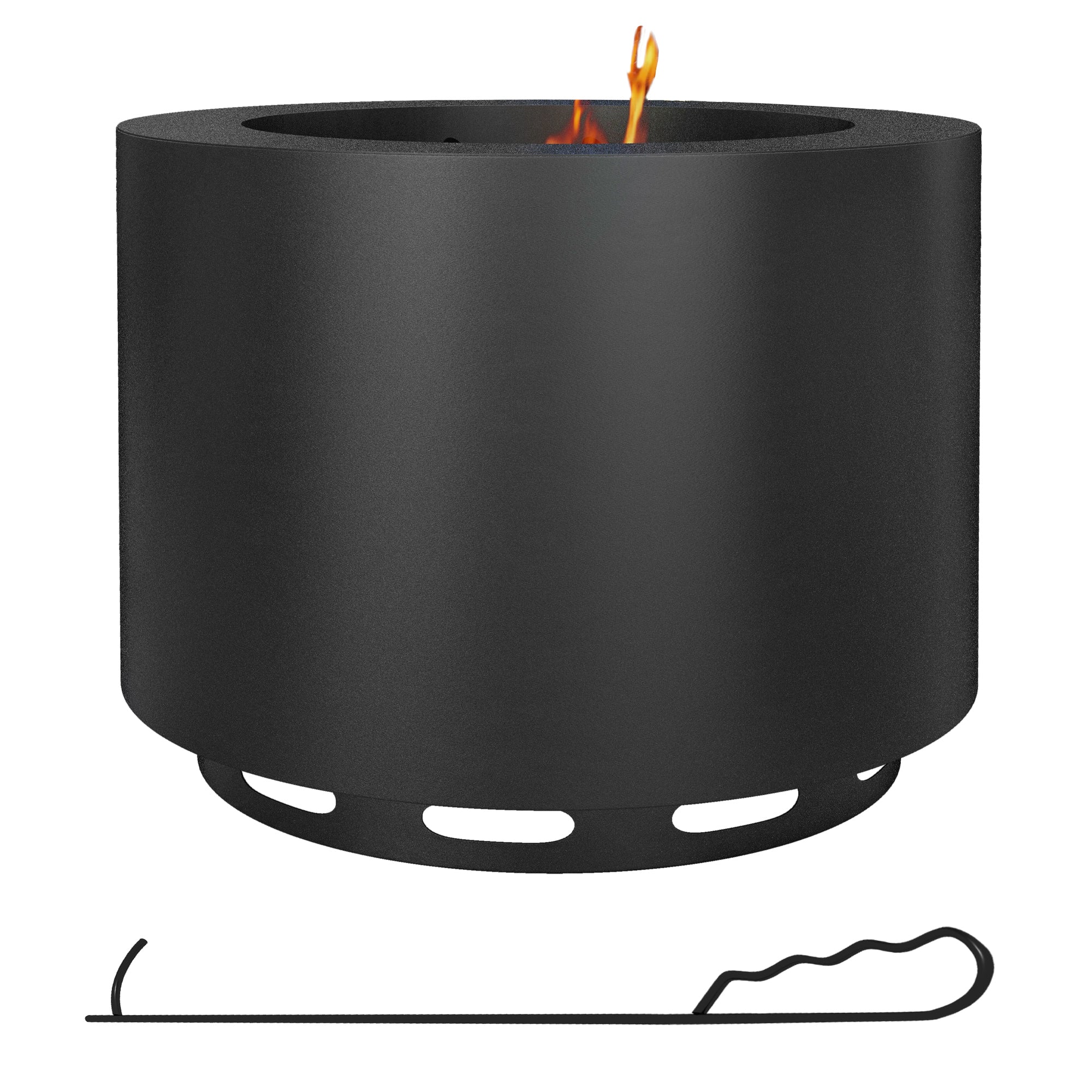 Smokeless fire pit, 19 portable wood burning firepit with poker,  black