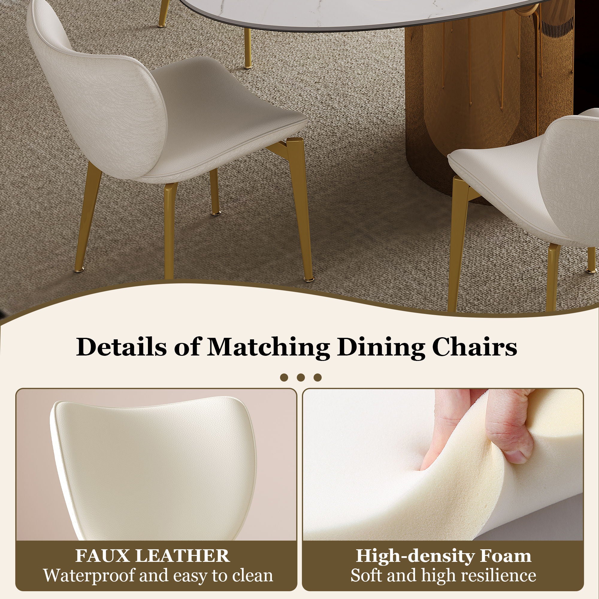 Steel Base Oval Sintered Stone Dining Table With 4 Chairs