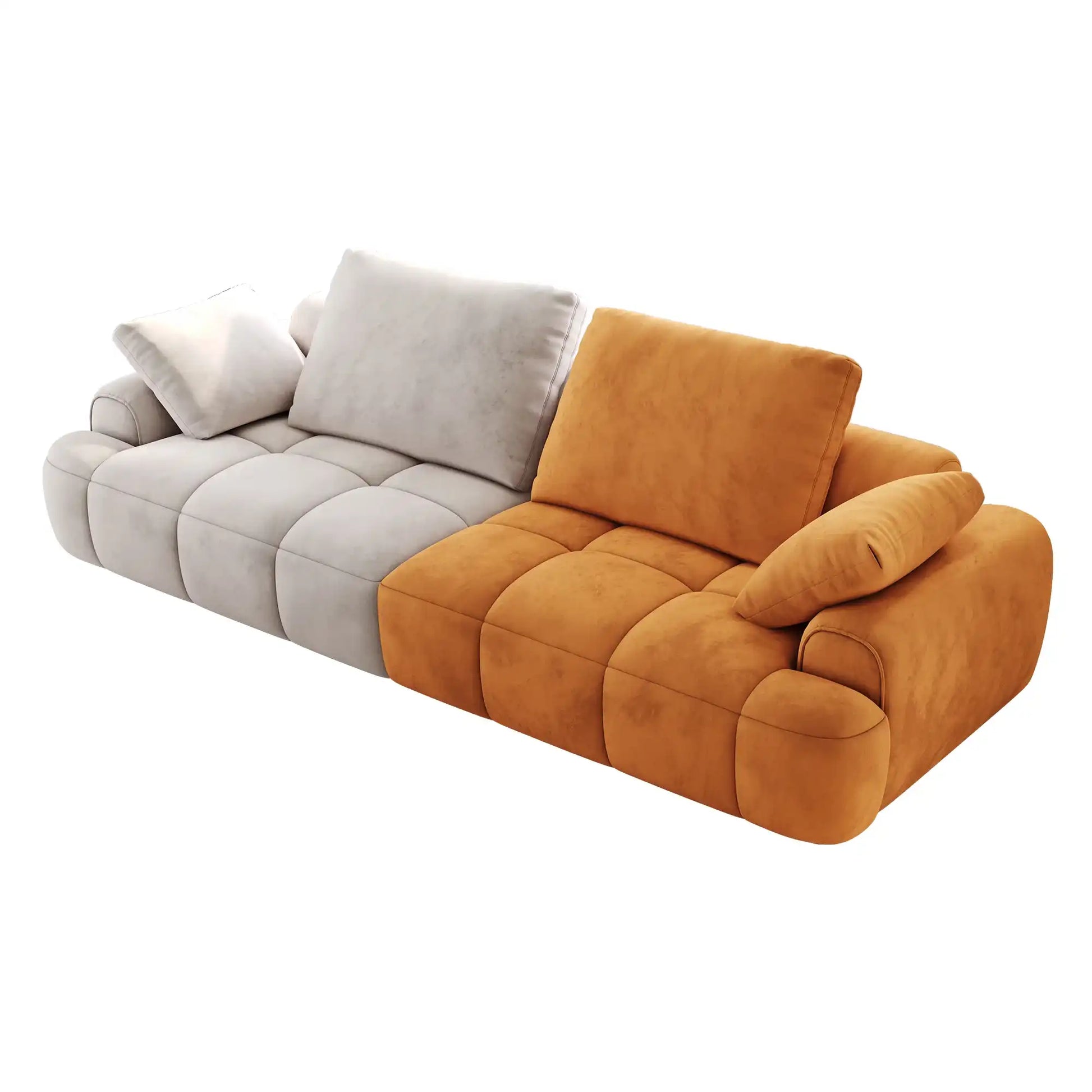 86.6″ Large size two Seat Sofa,Modern Upholstered,Gray paired with yellow suede fabric Increase in sitting height - Best Buy Furniture