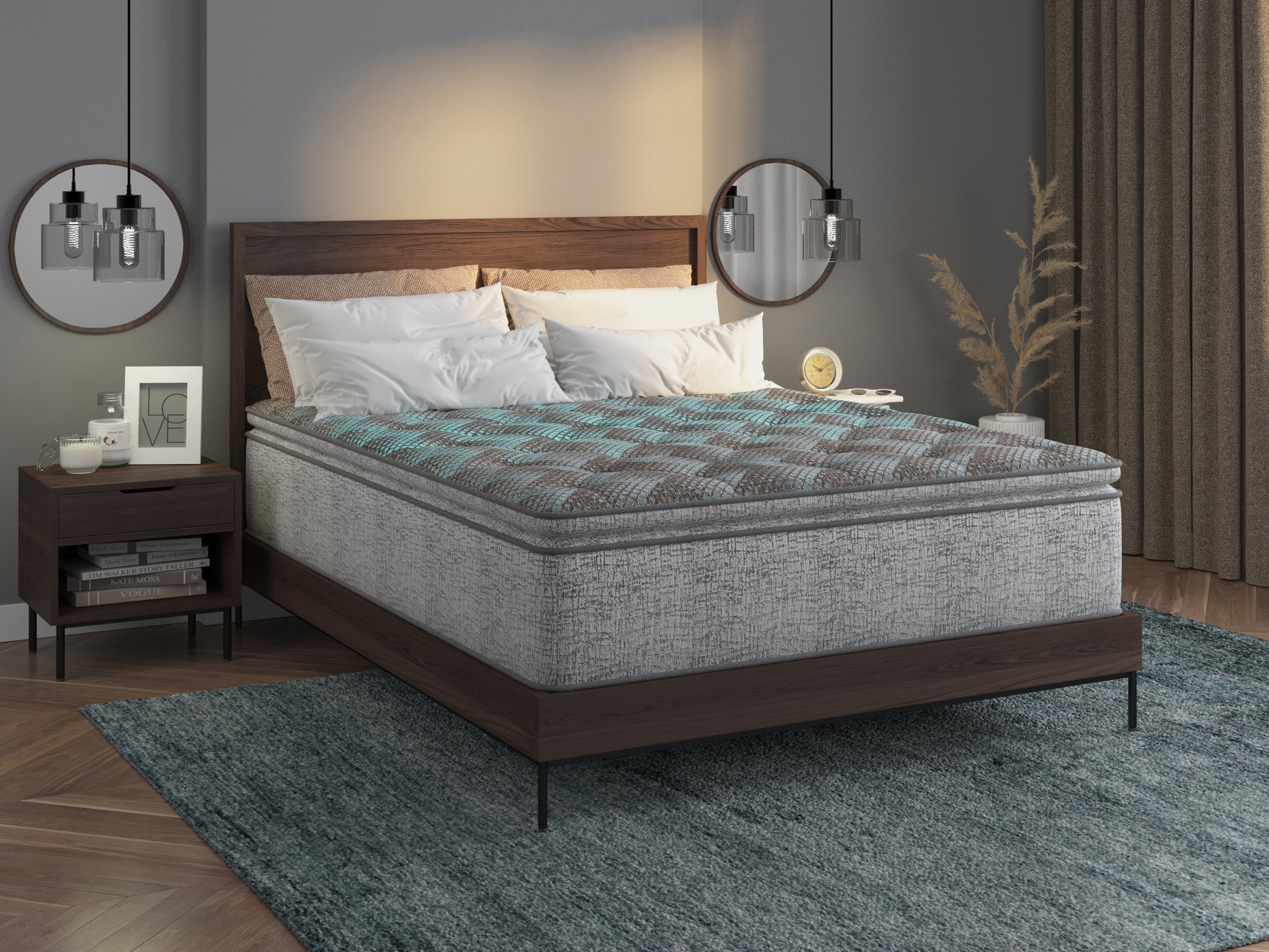 Restonic comfort care 12' hybrid euro top mattress, individual pocketed coil mattress , plush comfort