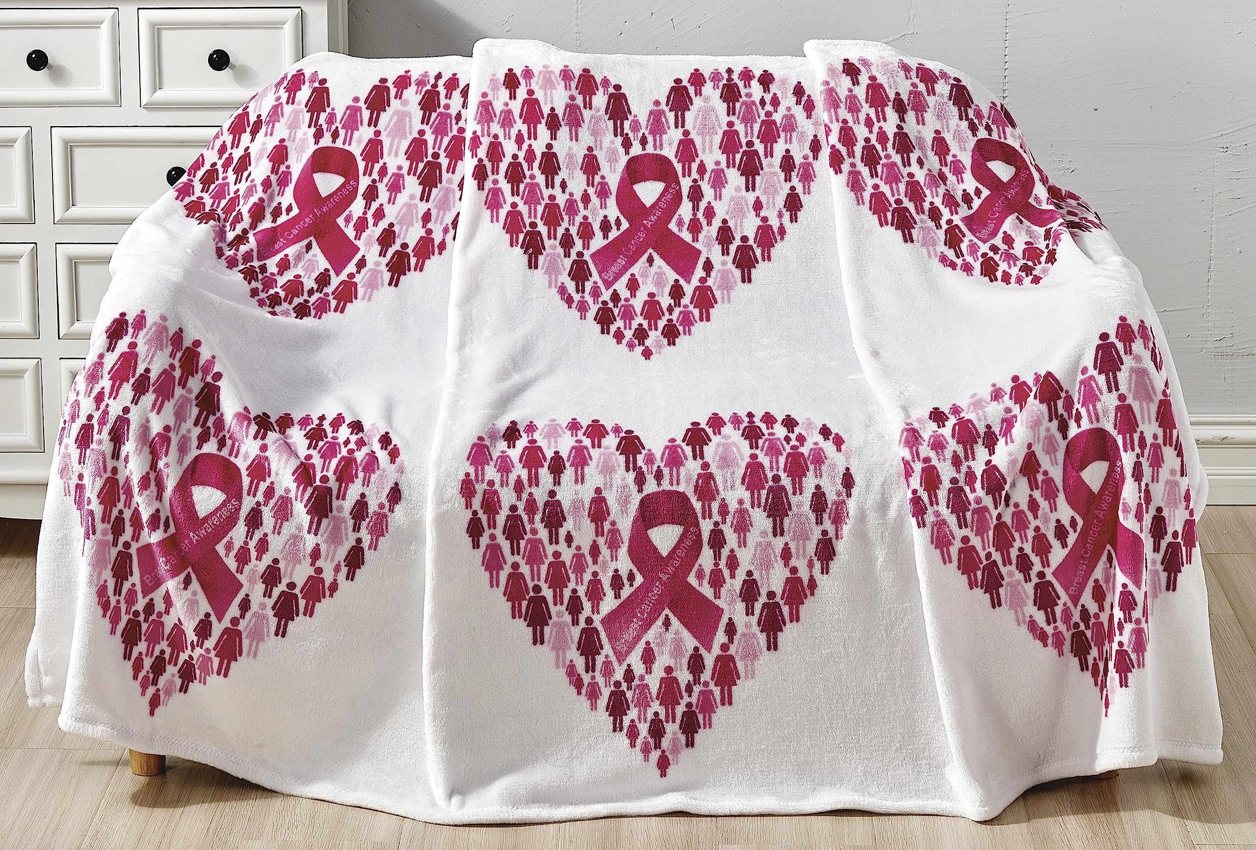 Faith, Hope, Love Home Decor Together We Rise Breast Cancer Awareness Heart Throw Blanket - Together We Rise - Best Buy Furniture