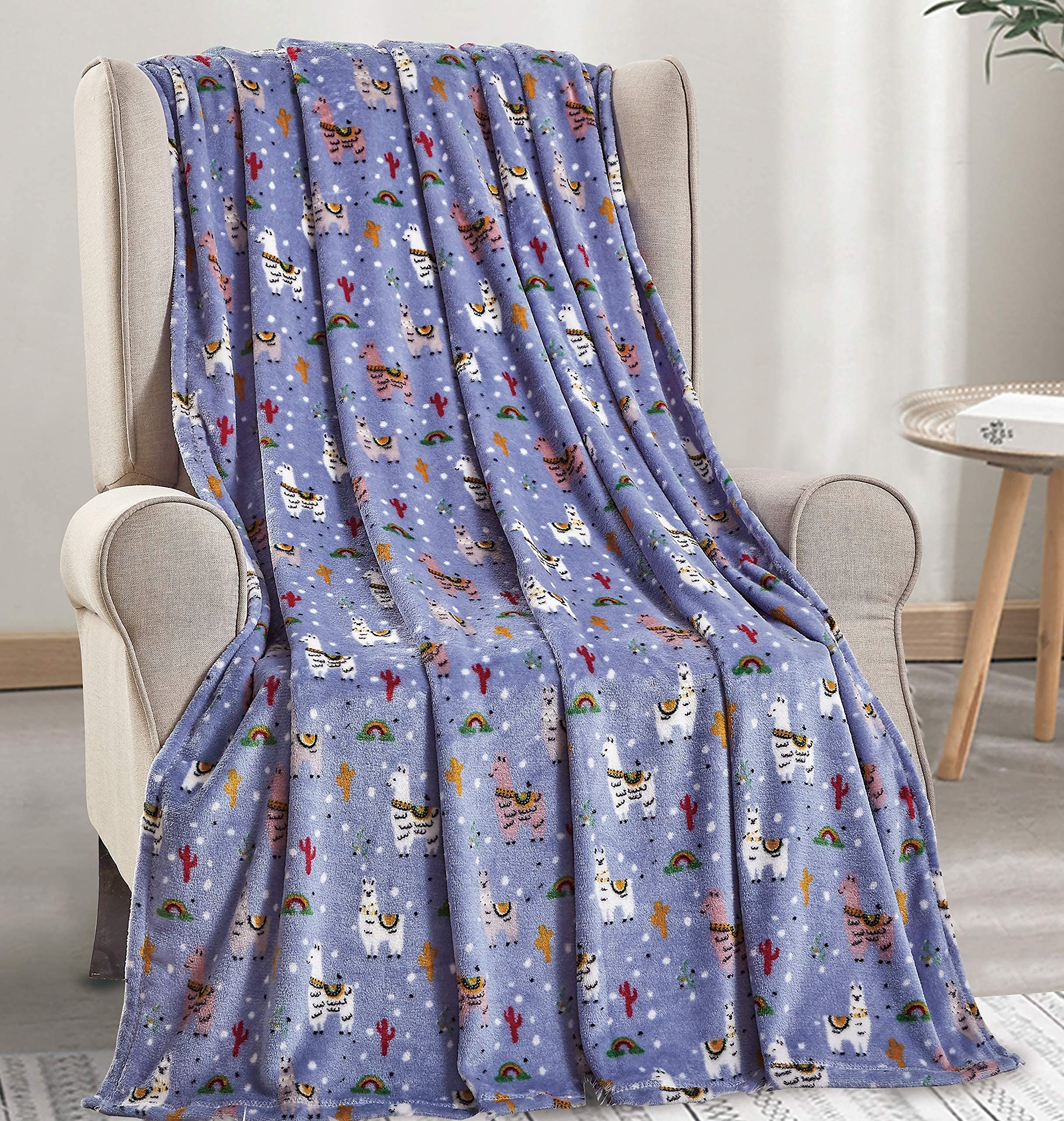 Decor&More Whimsy Collection Microplush Llama Blanket (50" x 60") - Llama Llama Throw Blanket - Best Buy Furniture