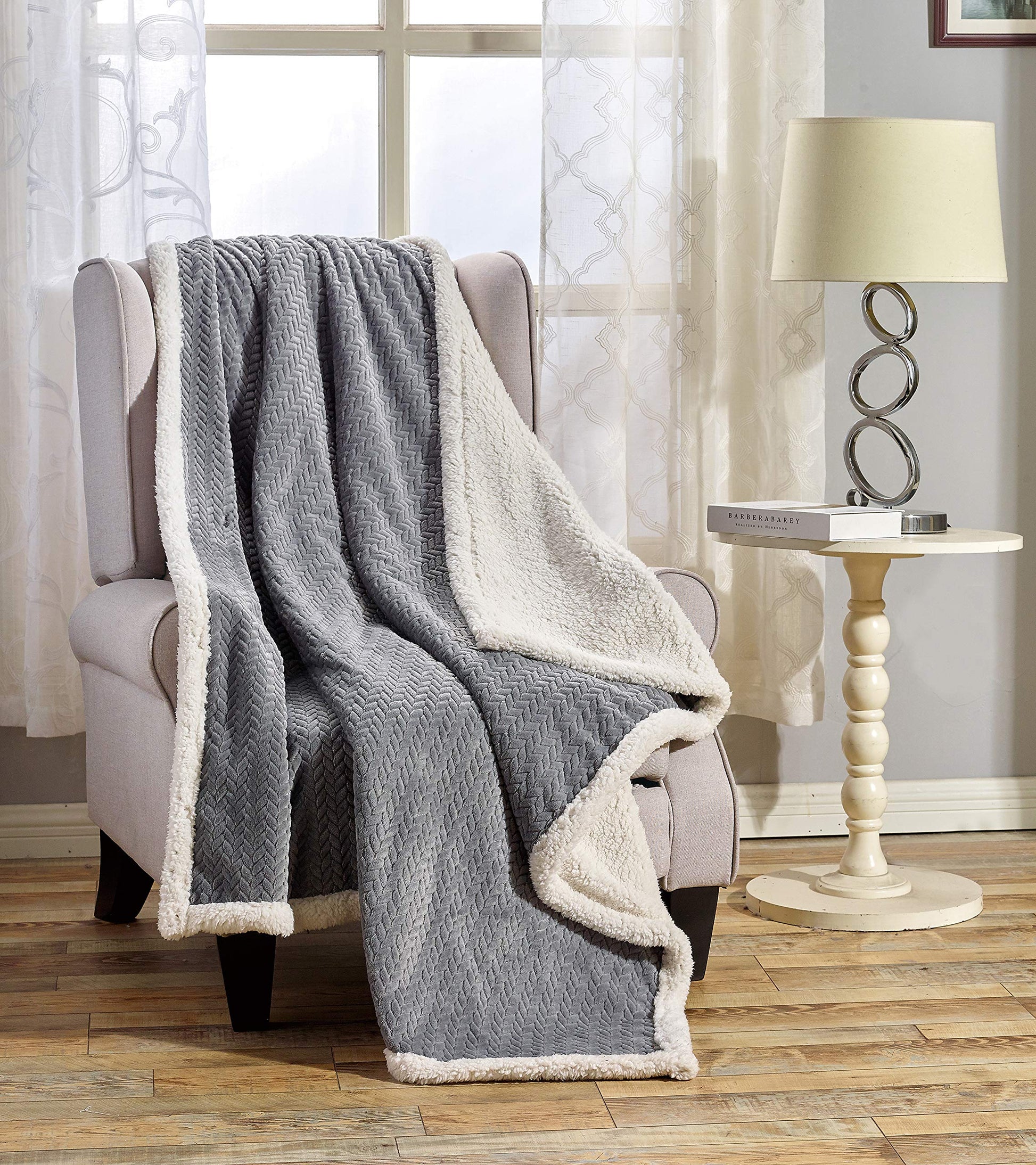 Decor&More HomeEssentials Ultra Lush Heavy Sherpa Throw Blanket (50" x 60") - Best Buy Furniture