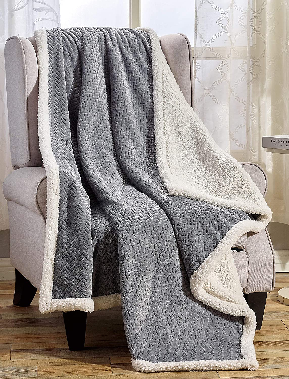 Home essentials ultra lush heavy sherpa throw blanket (50" x 60")