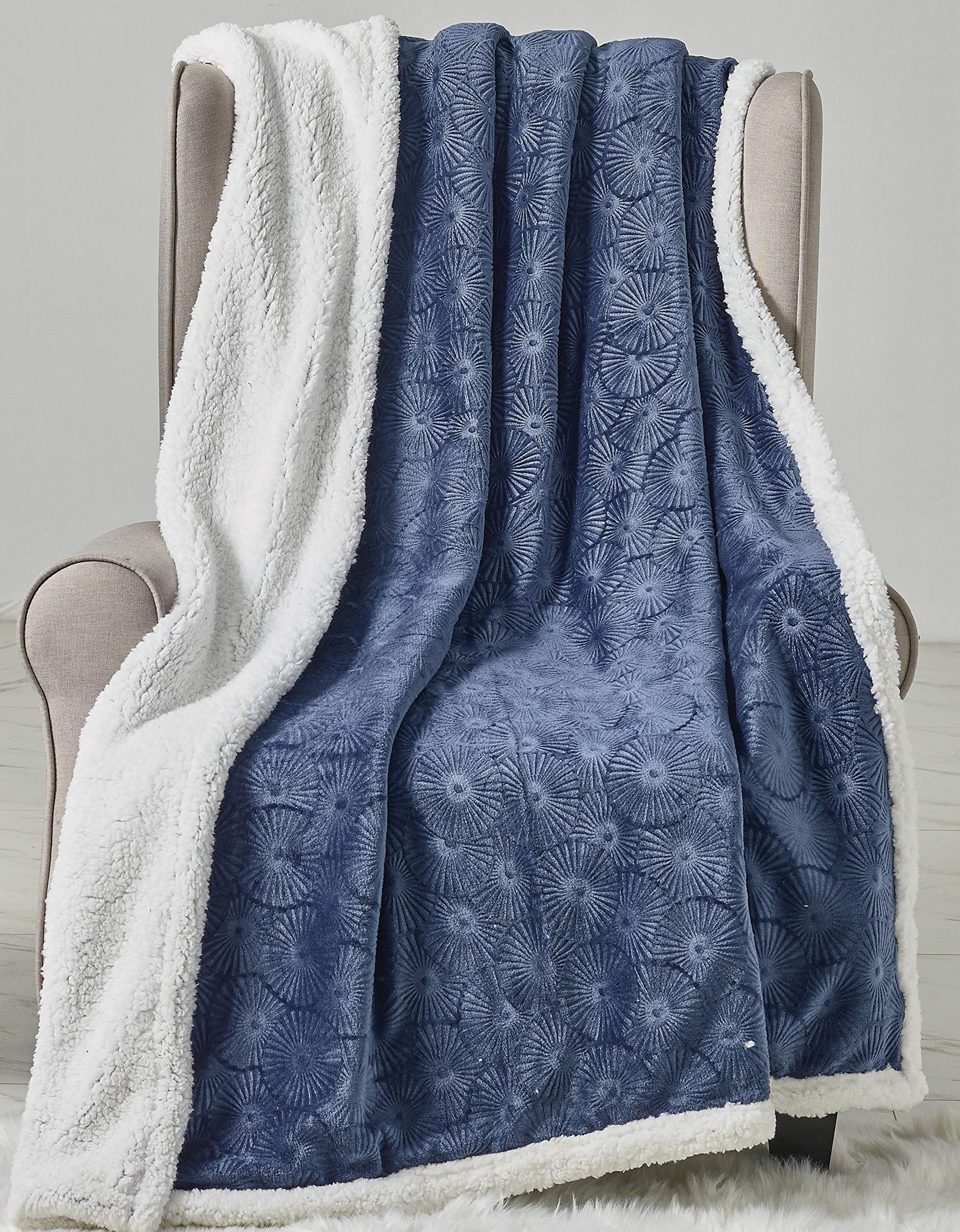 Decor&More Bon Iver Collection Extra Soft Bursting Fireworks Embossed Microplush Throw Blanket with Sherpa Backing (50" x 60") - Best Buy Furniture