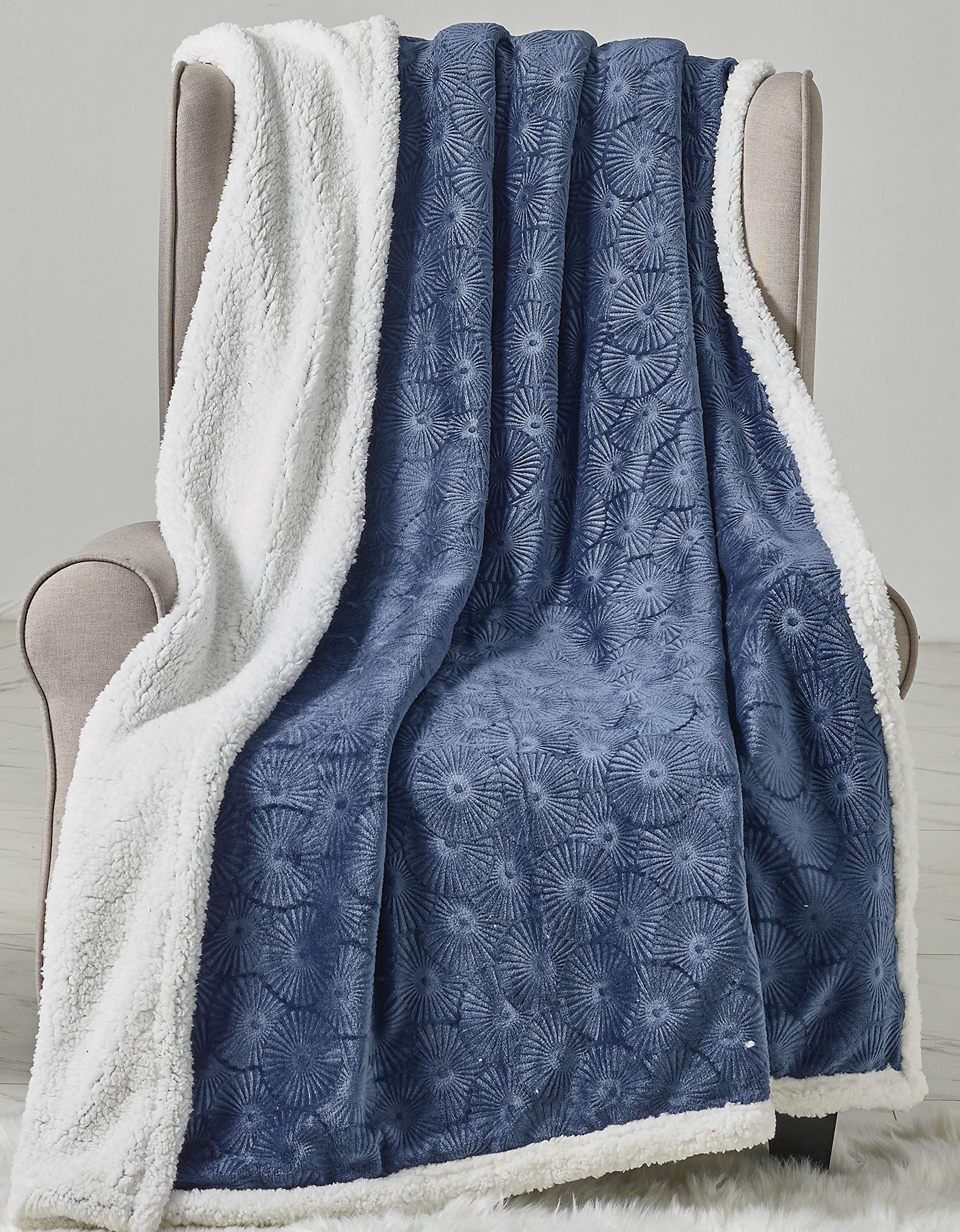 Decor&More Bon Iver Collection Extra Soft Bursting Fireworks Embossed Microplush Throw Blanket with Sherpa Backing (50" x 60") - Best Buy Furniture