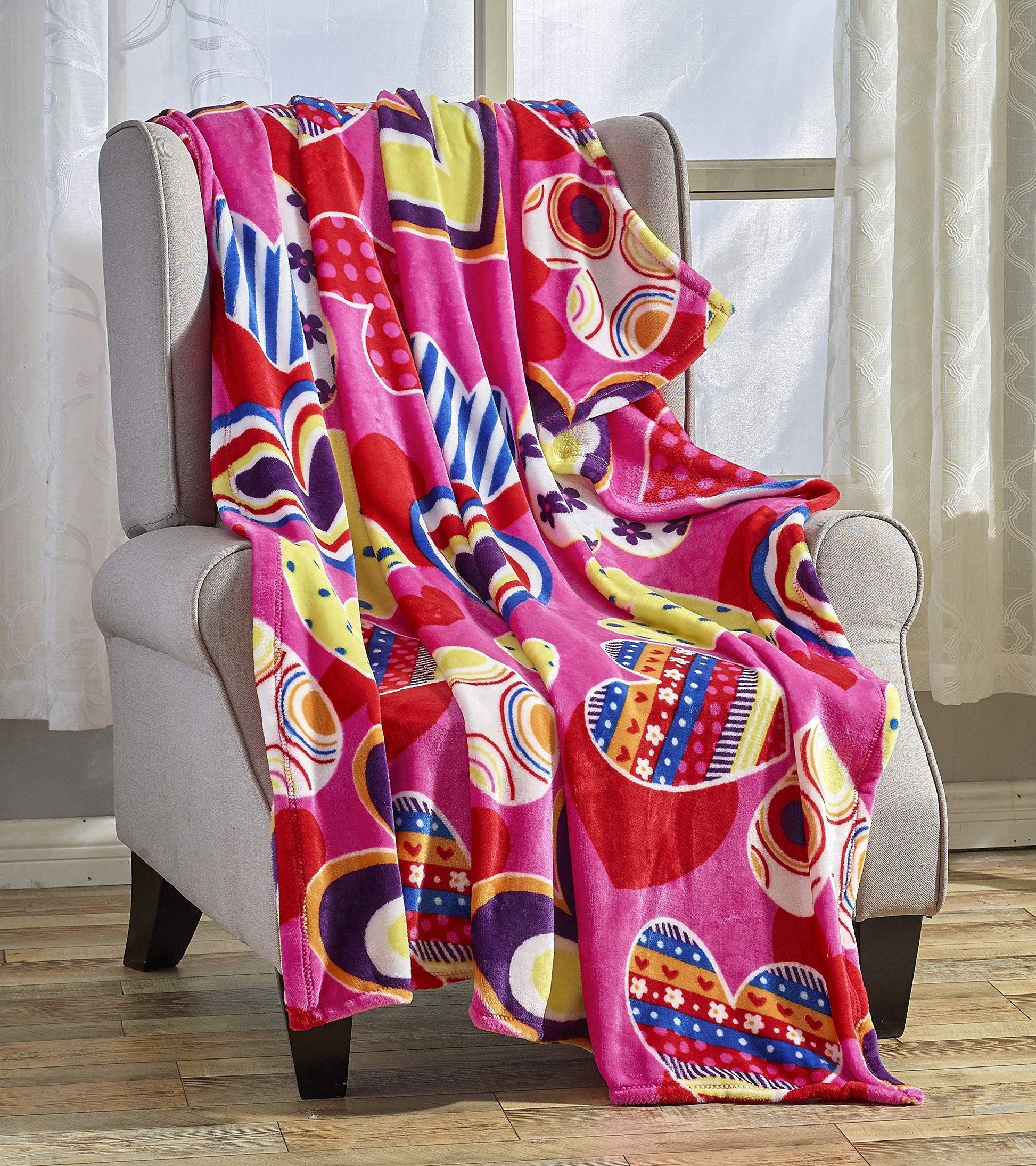 Decor&More Amor Eterno Be Mine Love Collection Valentine's Day Heart Ultra Plush Throw Blanket (50" x 60") - - Best Buy Furniture