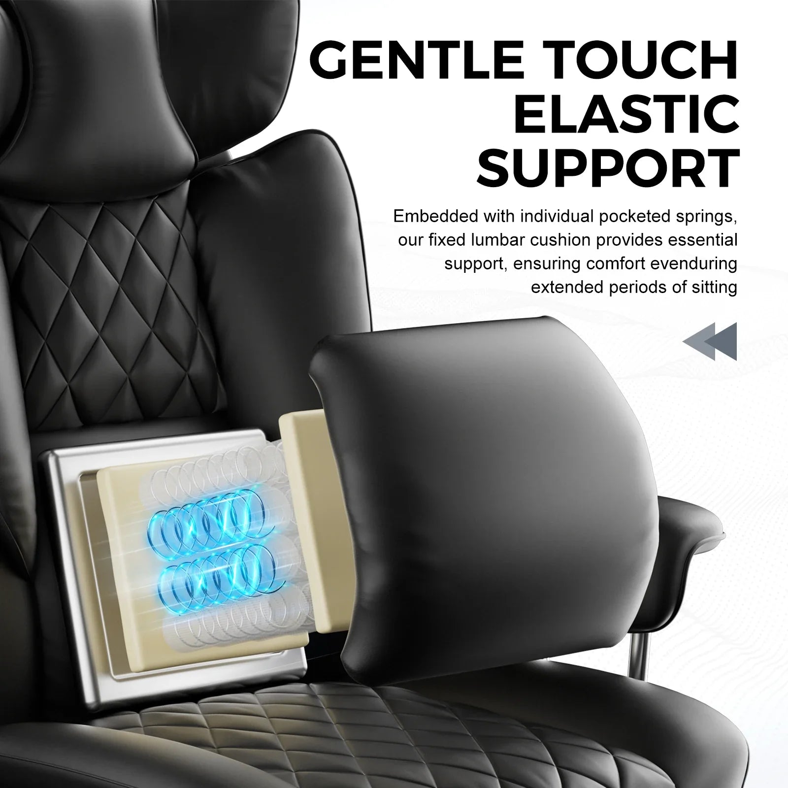 Big and Tall Gaming Chair Pocket Spring Lumbar Support Ergonomic Office Chair