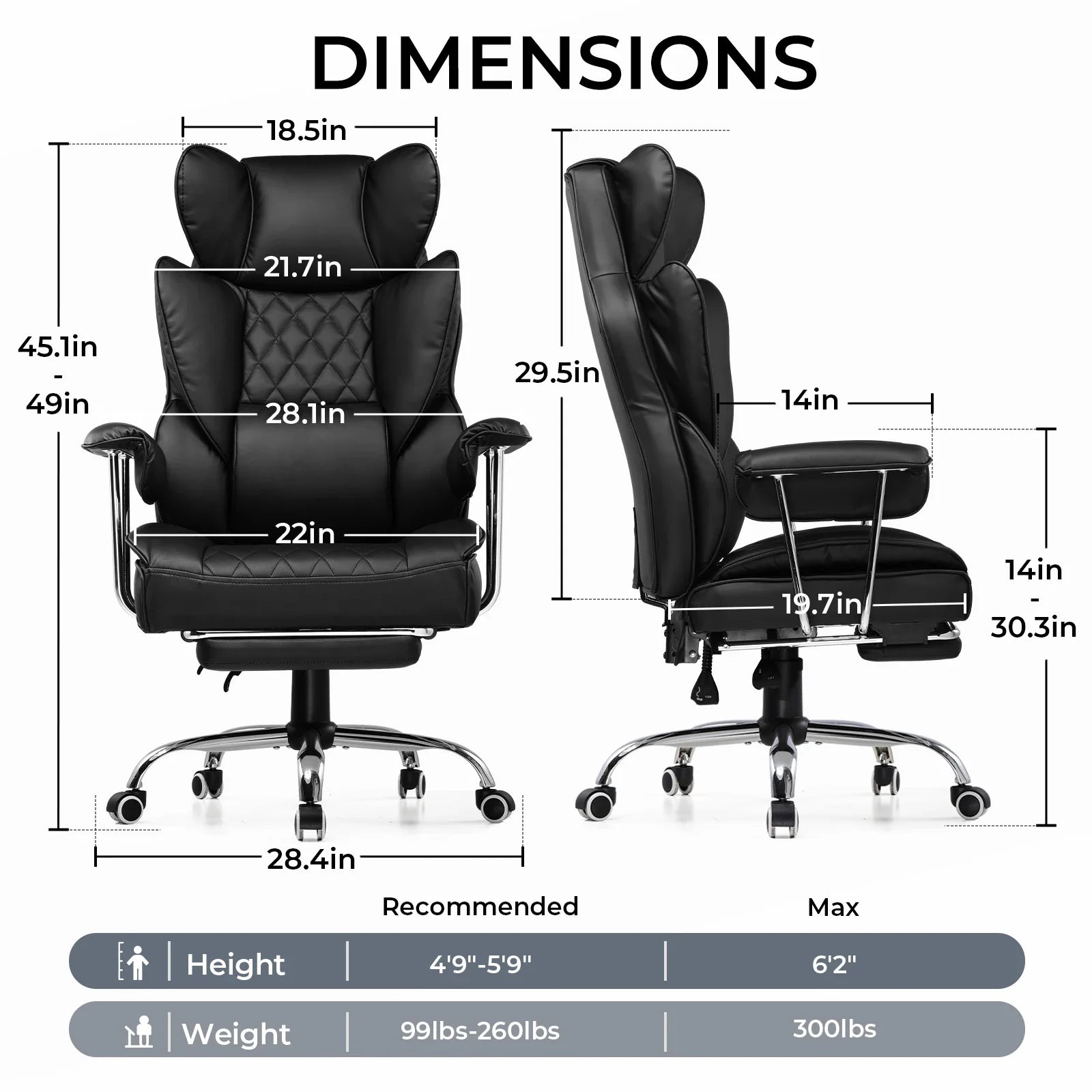 Big and Tall Gaming Chair Pocket Spring Lumbar Support Ergonomic Office Chair