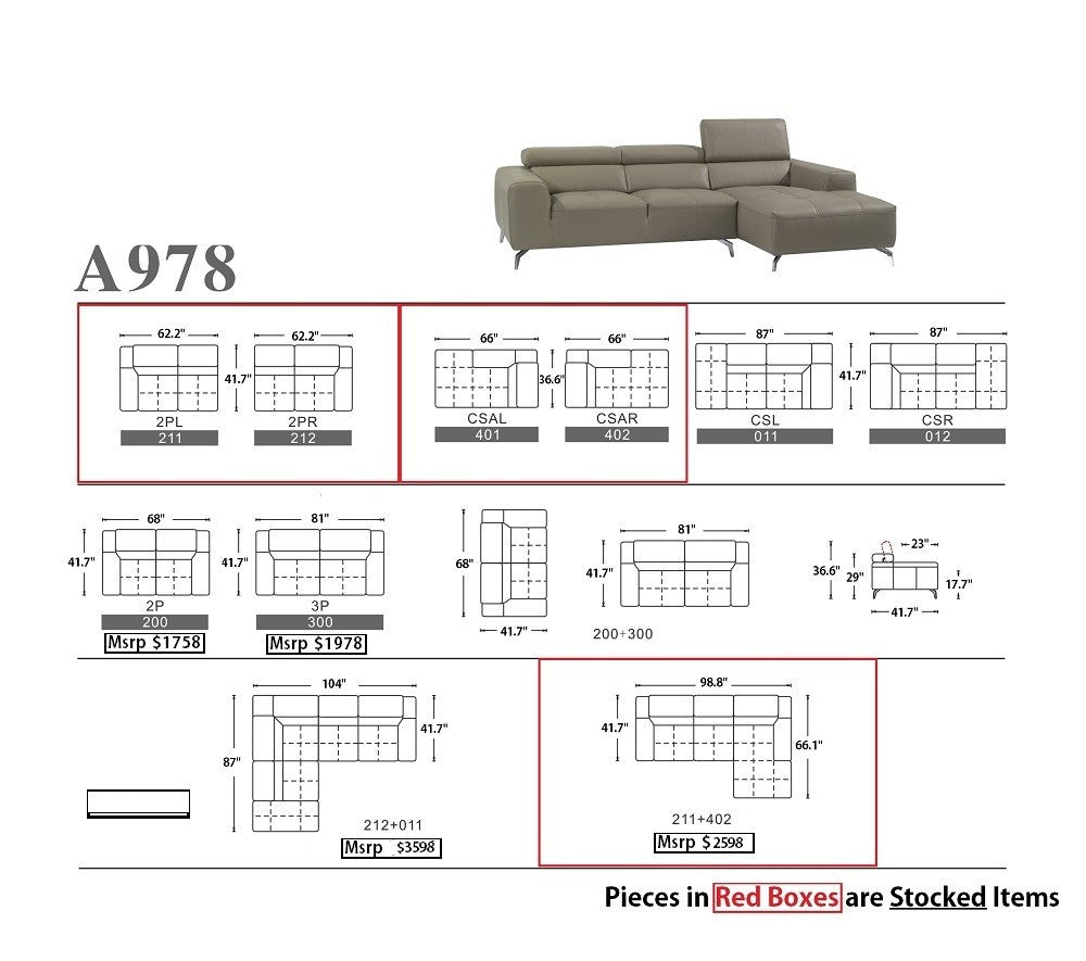 A978B Premium Leather Sectional J&M