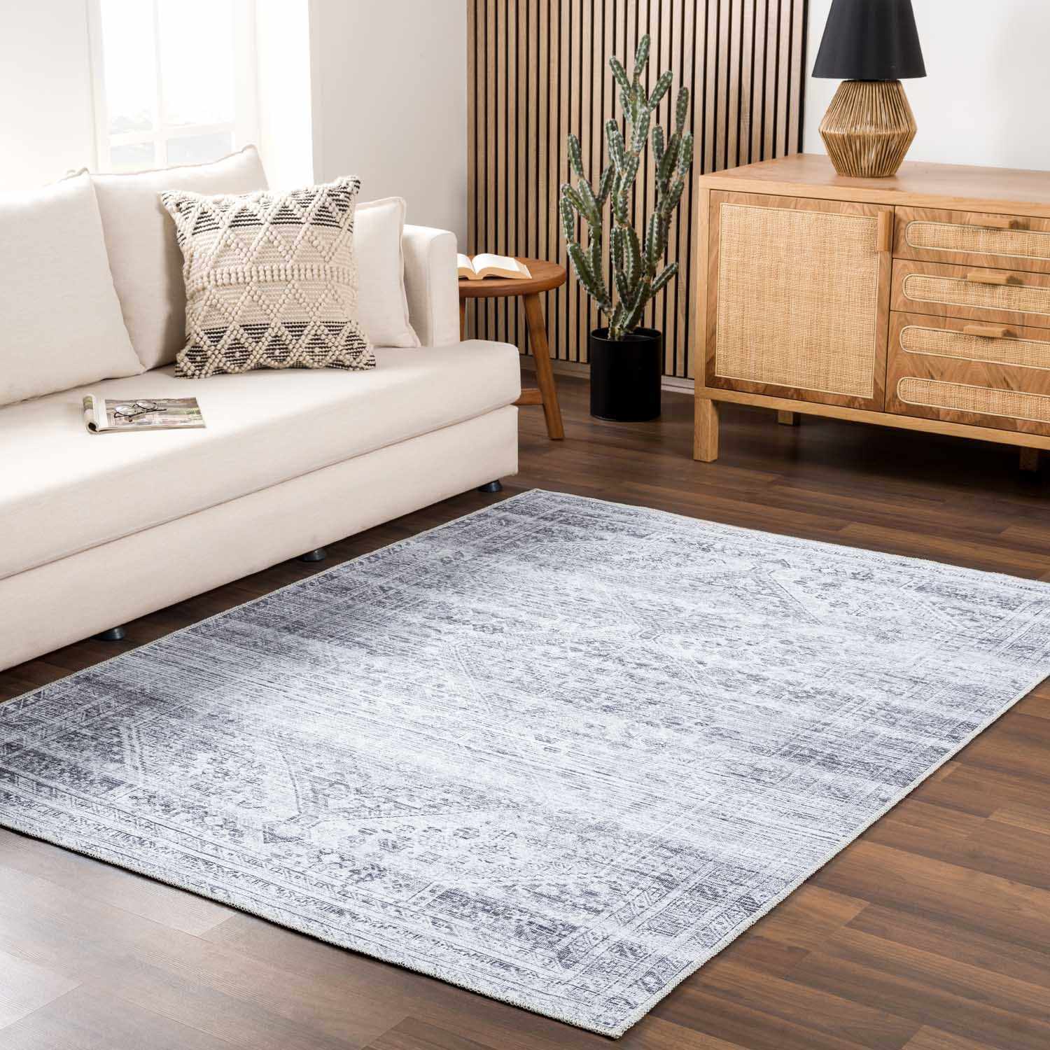 Barny Gray Blue Washable Rug