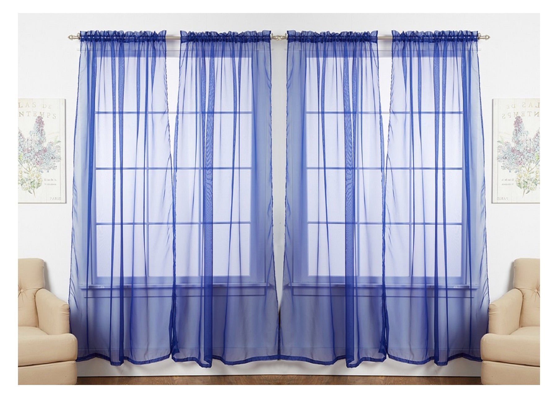 J&V TEXTILES 4-Pack Value: Solid Sheer Window Curtain Panels