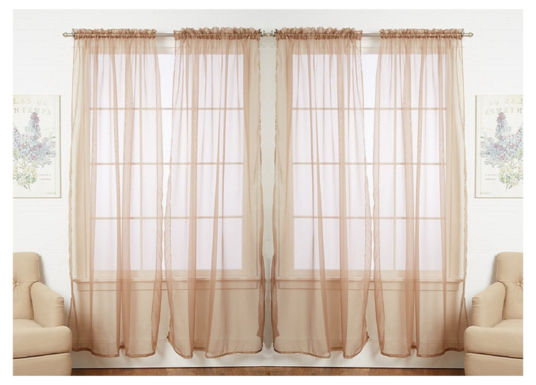 J&V TEXTILES 4-Pack Value: Solid Sheer Window Curtain Panels