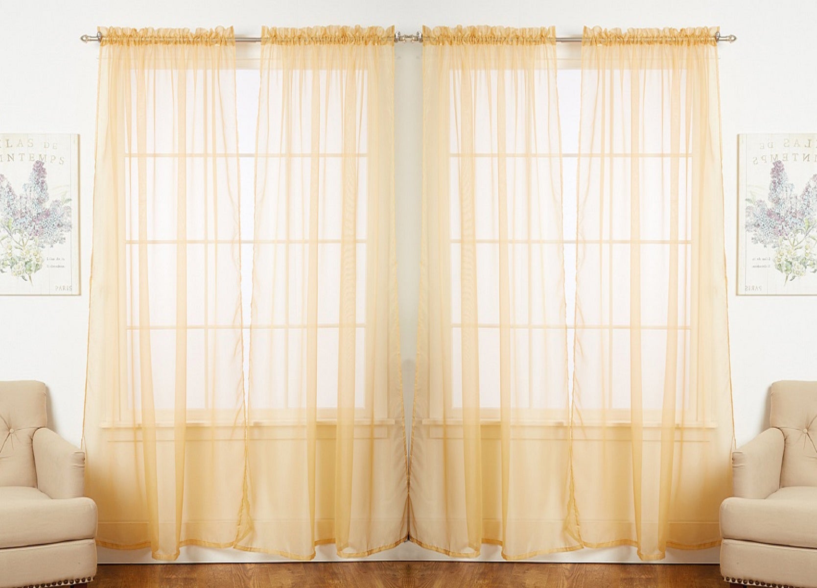 J&V TEXTILES 4-Pack Value: Solid Sheer Window Curtain Panels