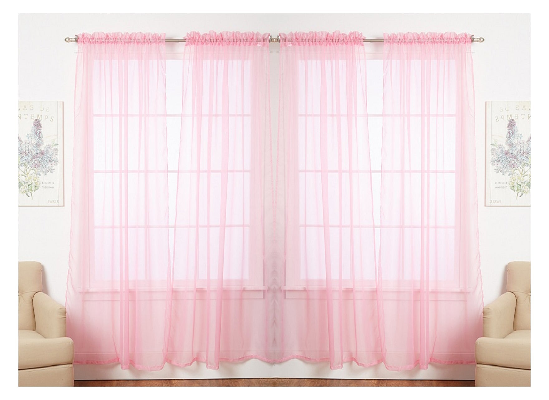 J&V TEXTILES 4-Pack Value: Solid Sheer Window Curtain Panels