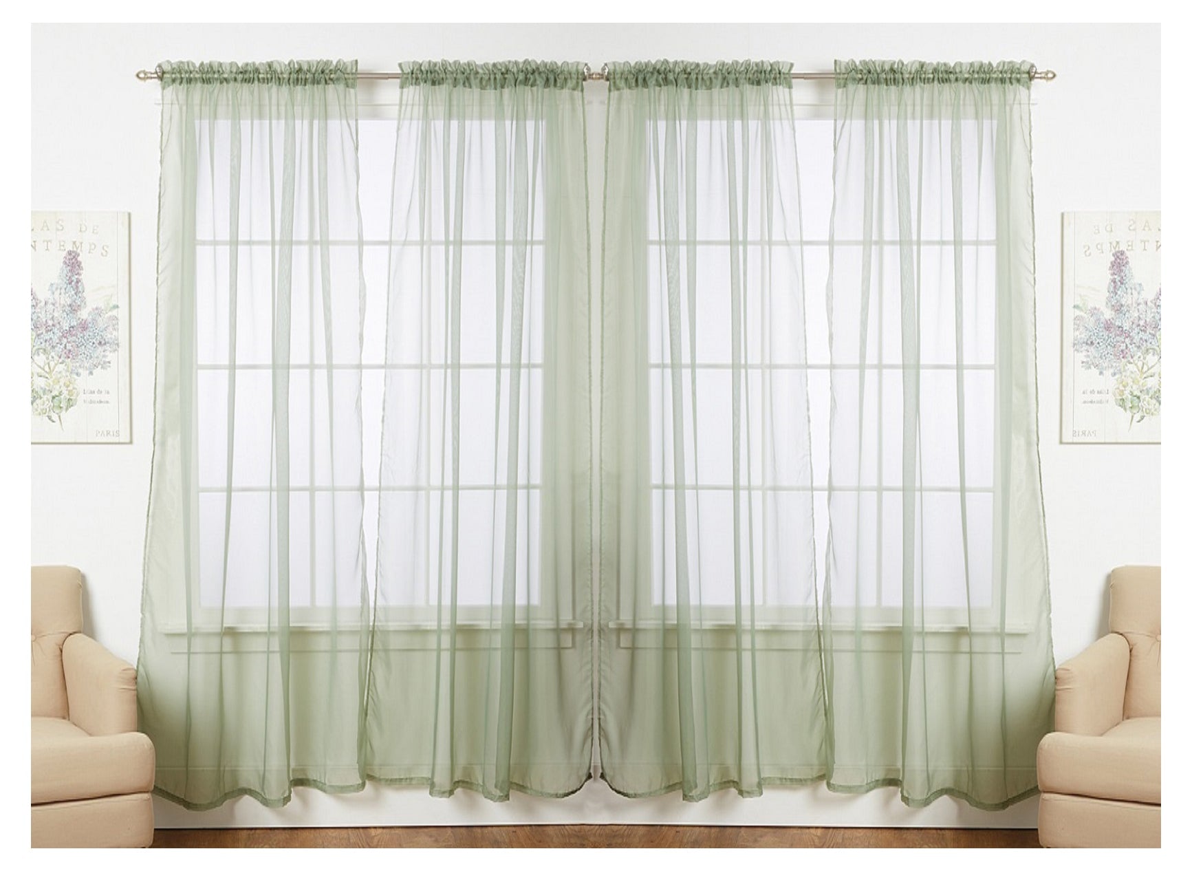 J&V TEXTILES 4-Pack Value: Solid Sheer Window Curtain Panels