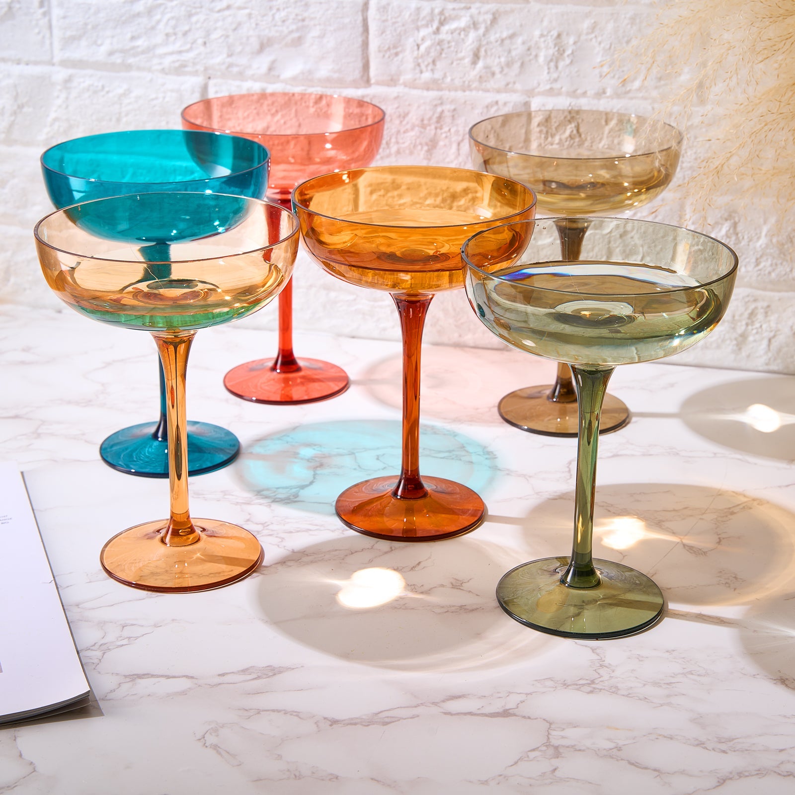 Eze Acrylic Champagne Coupe Cocktail Glassware, Set of 6